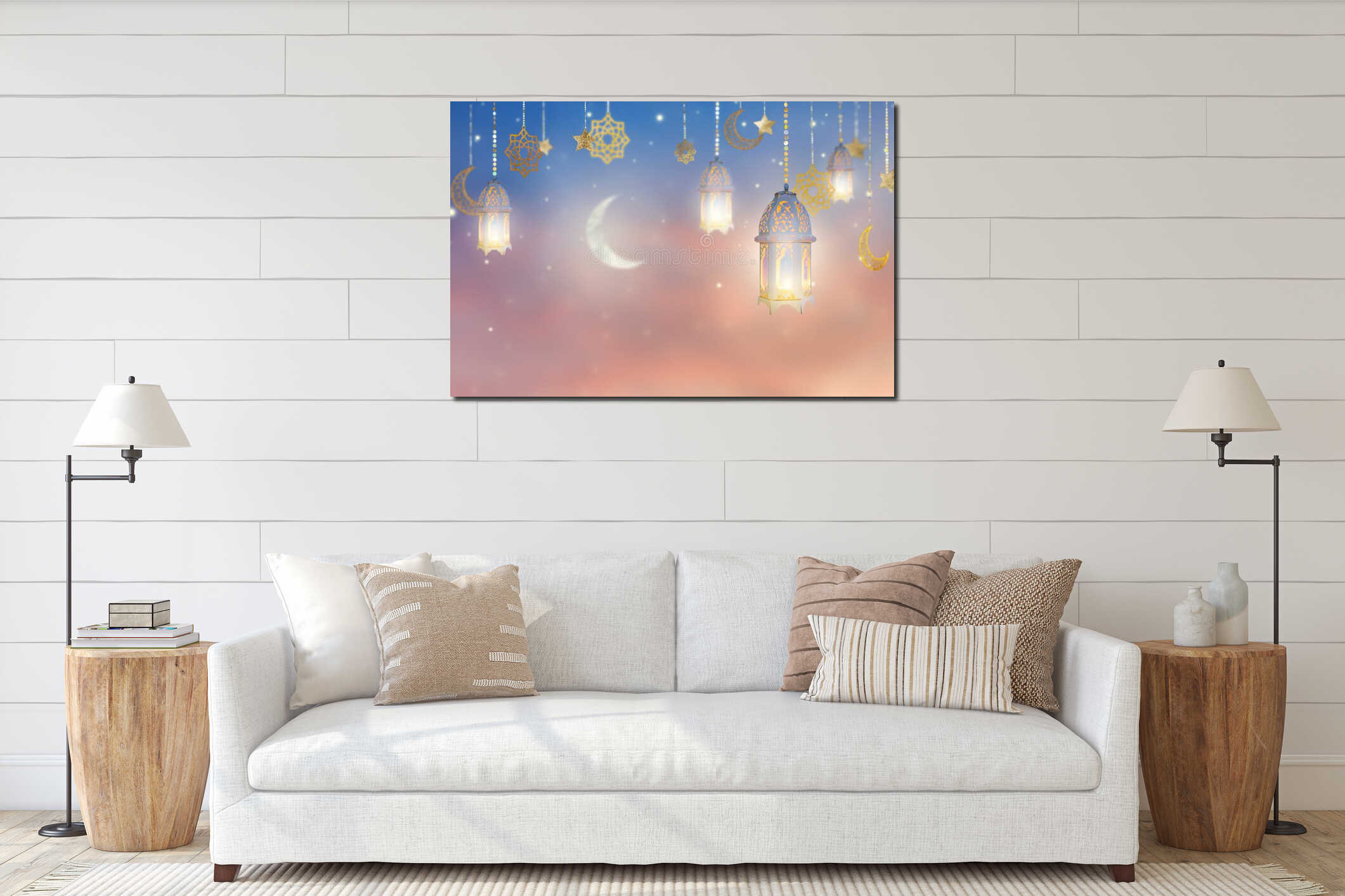 Canvas hanging interior mockup