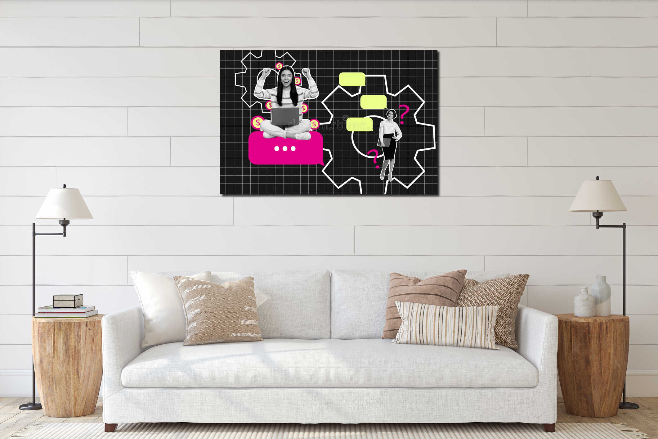 Canvas hanging interior mockup