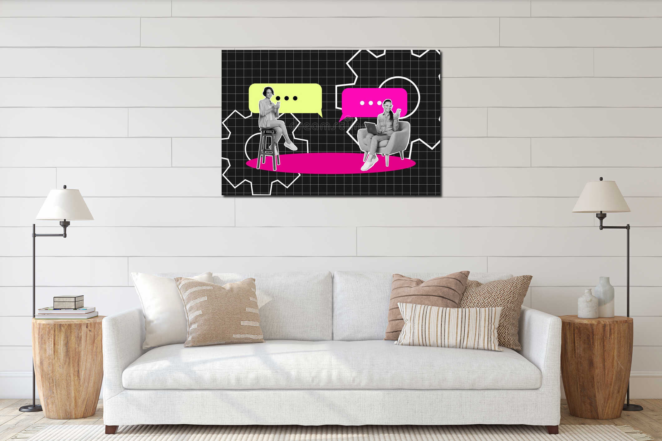 Canvas hanging interior mockup