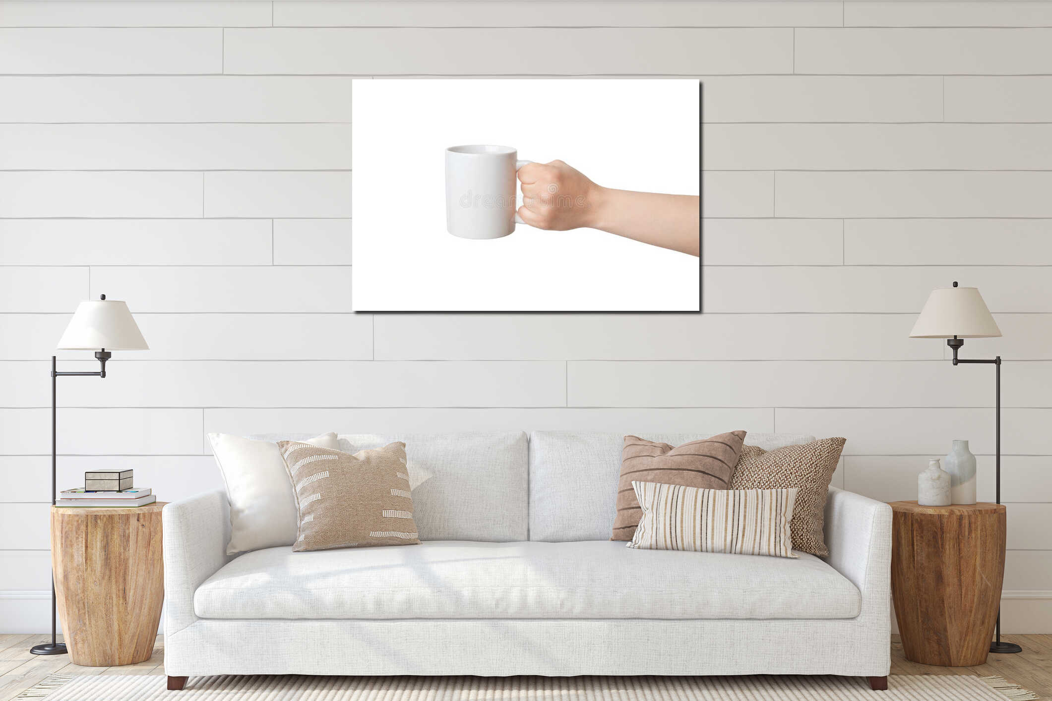 Canvas hanging interior mockup