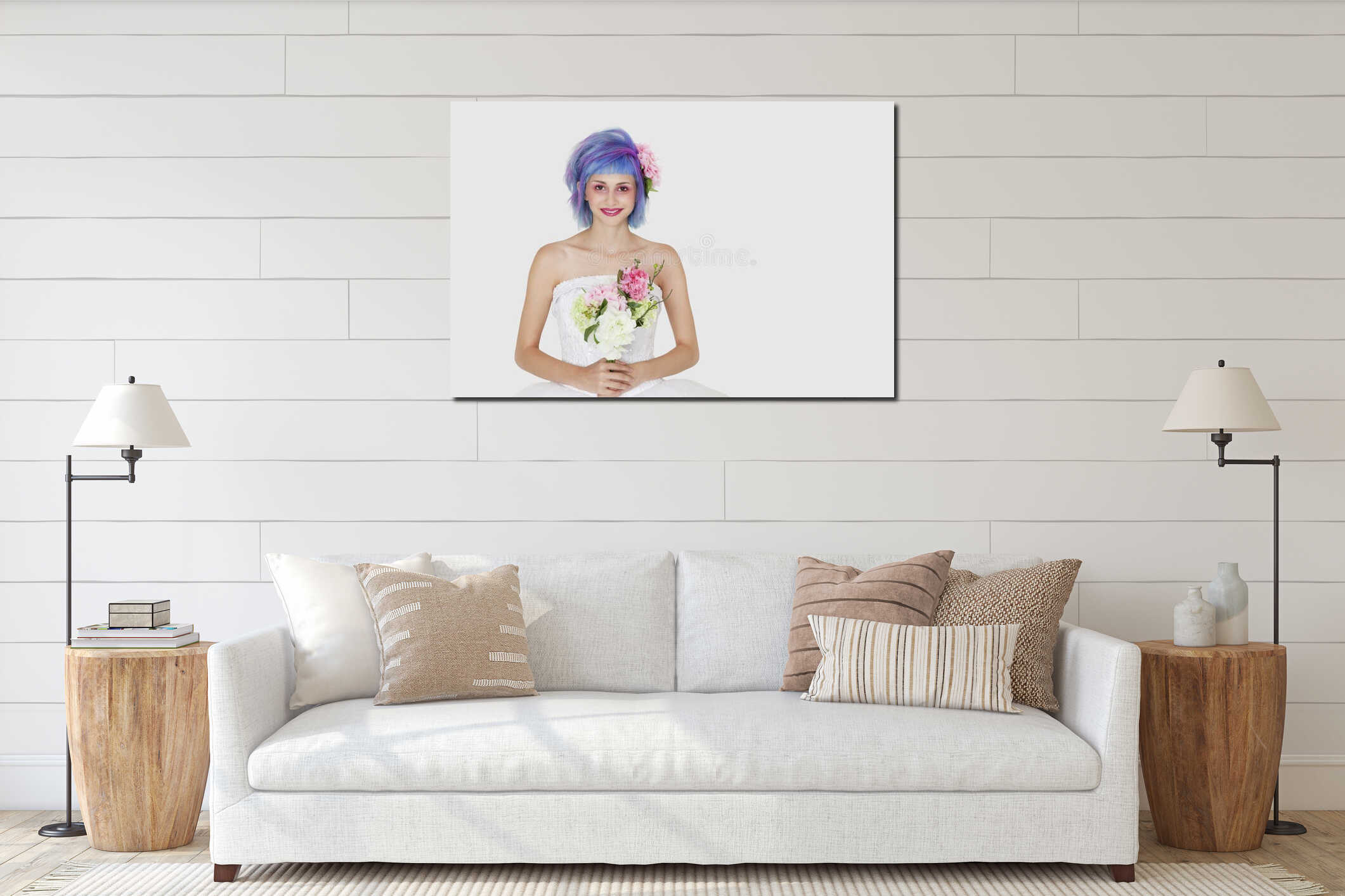 Canvas hanging interior mockup