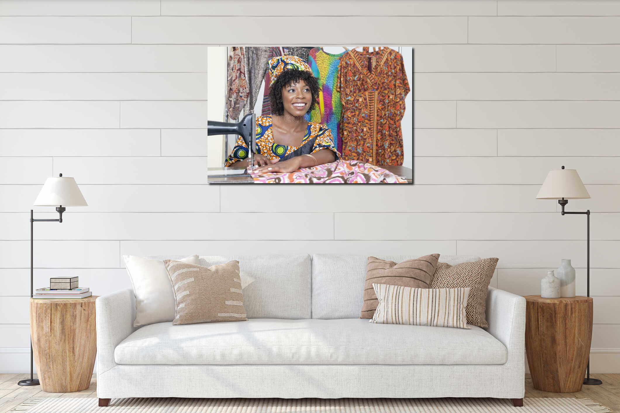 Canvas hanging interior mockup