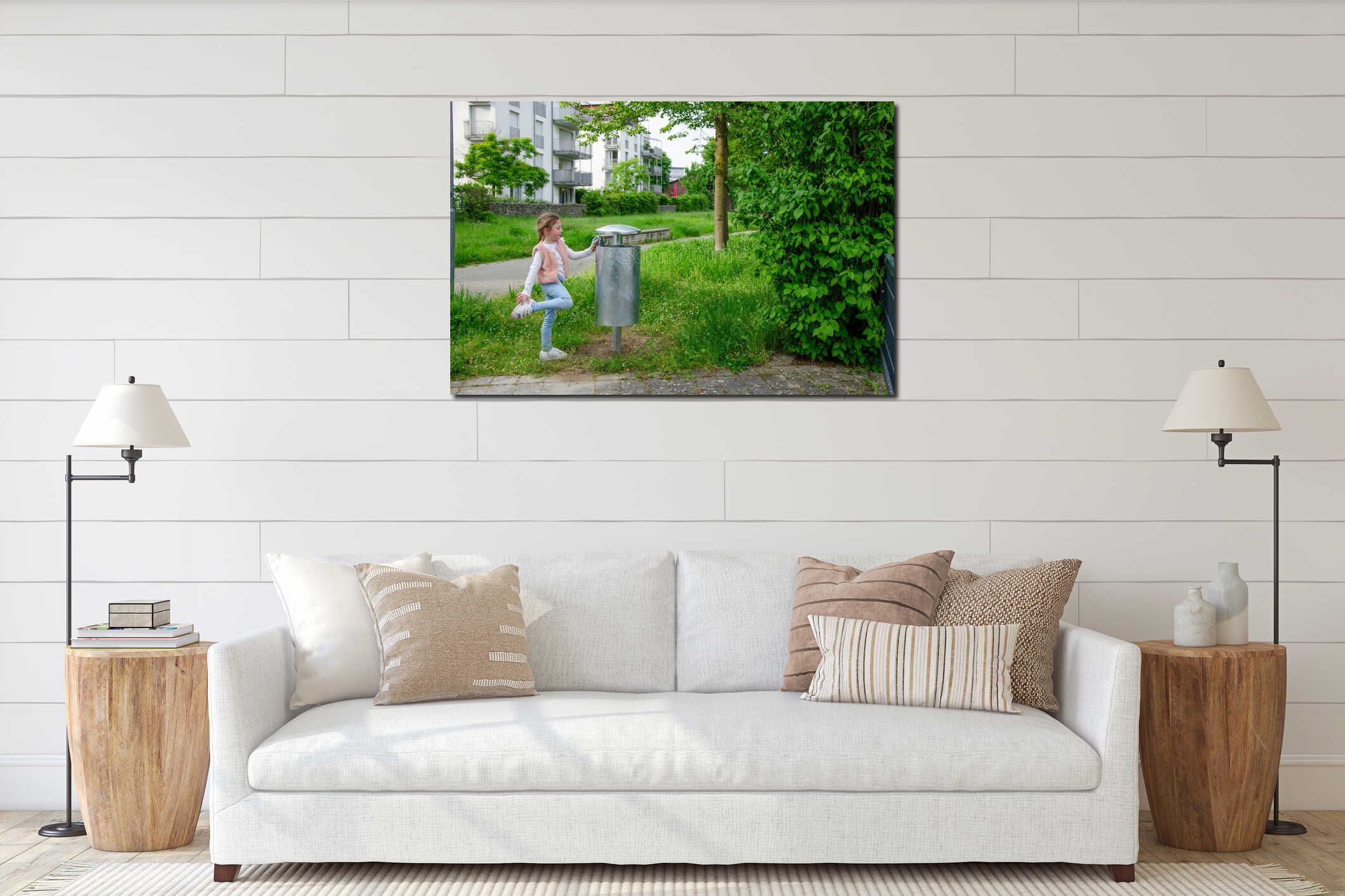 Canvas hanging interior mockup
