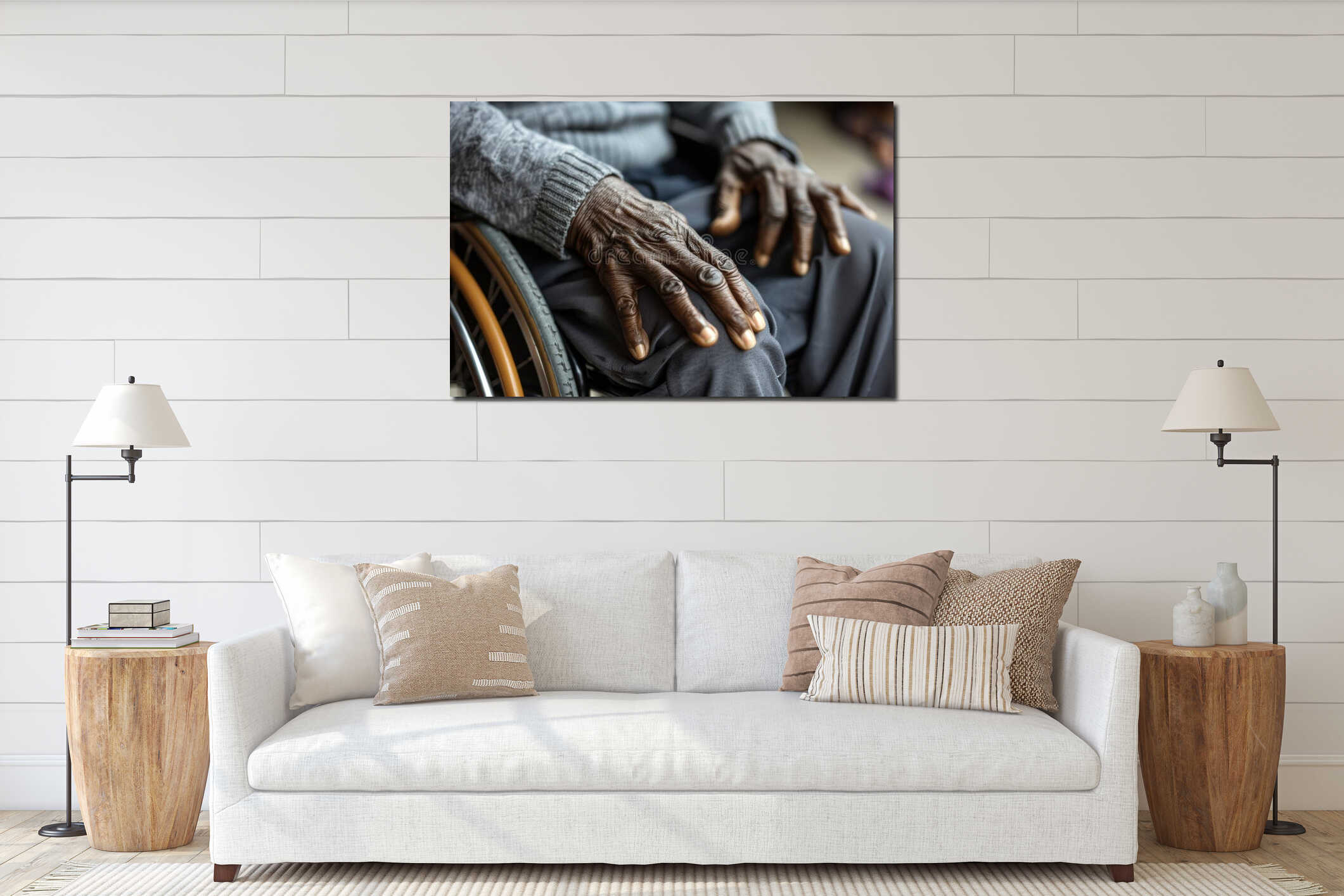 Canvas hanging interior mockup