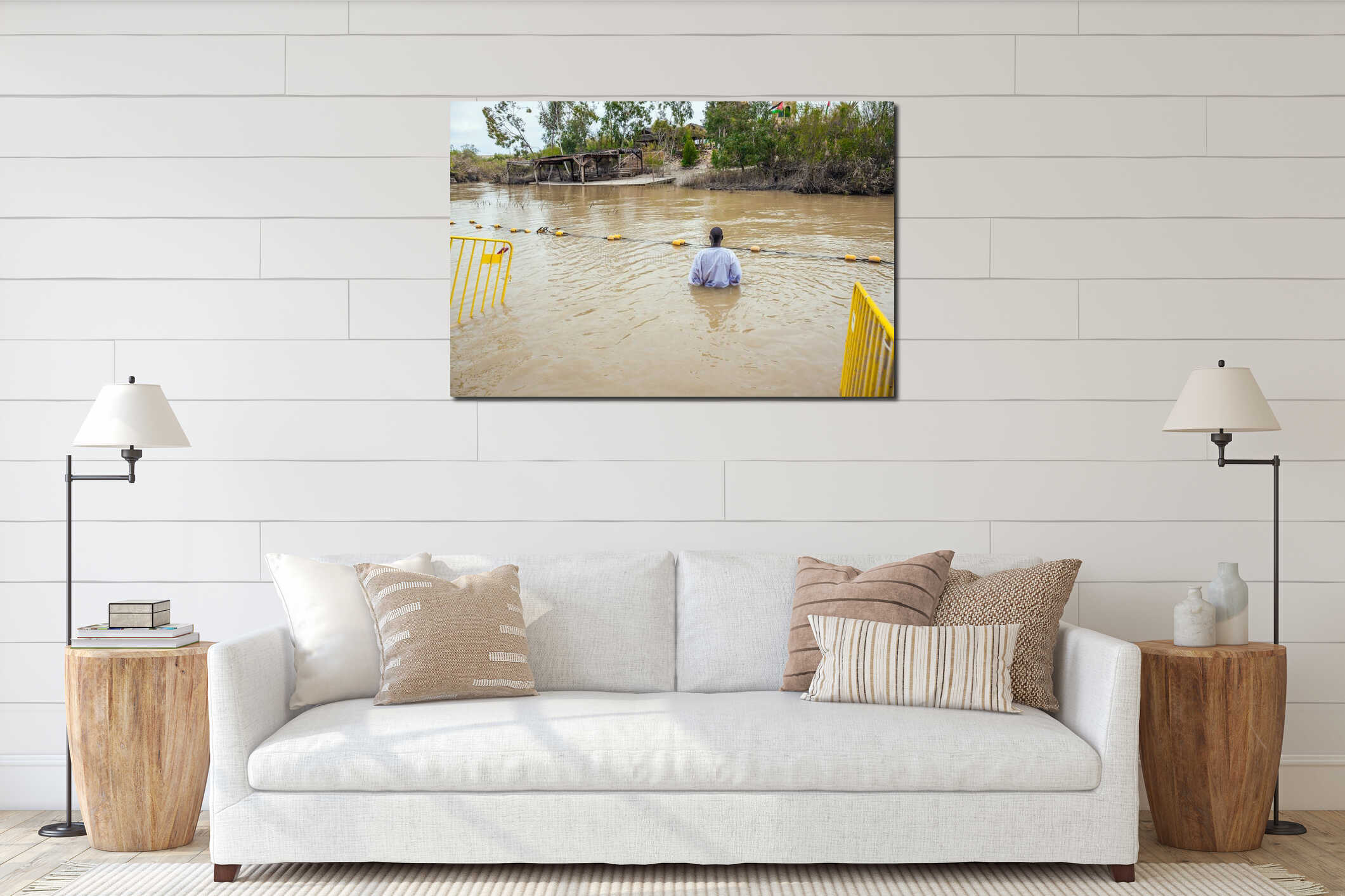 Canvas hanging interior mockup