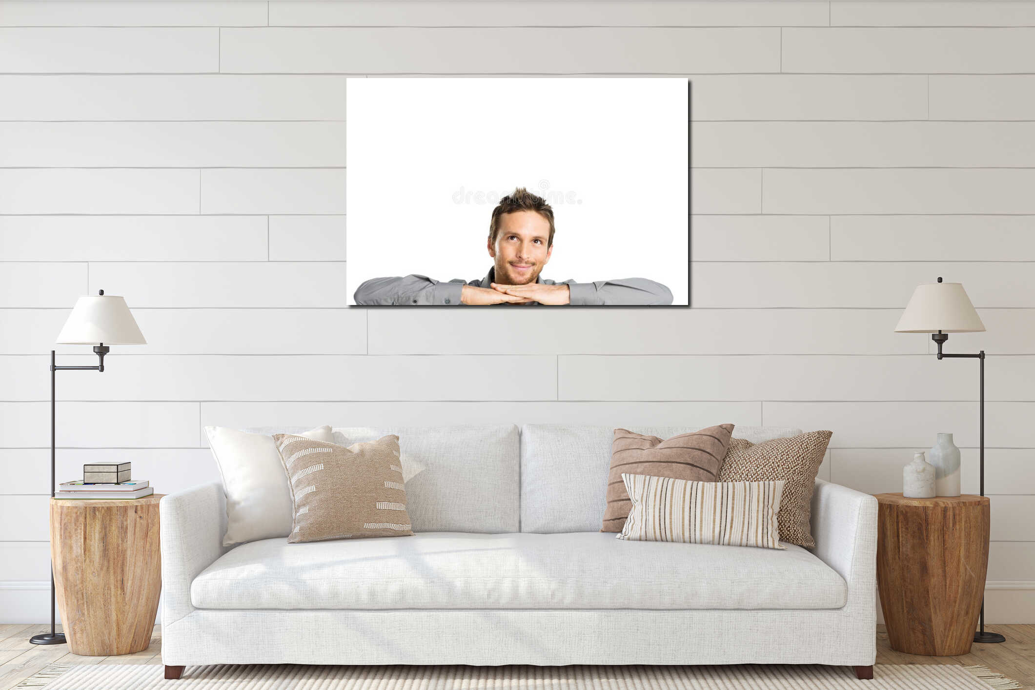 Canvas hanging interior mockup