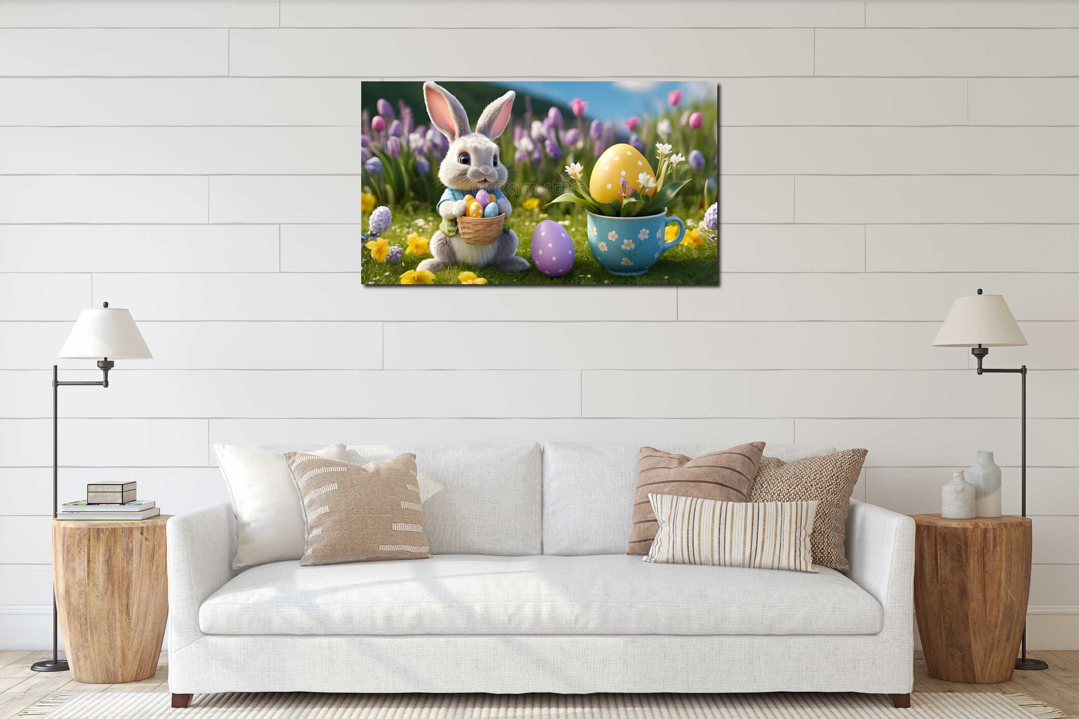 Canvas hanging interior mockup