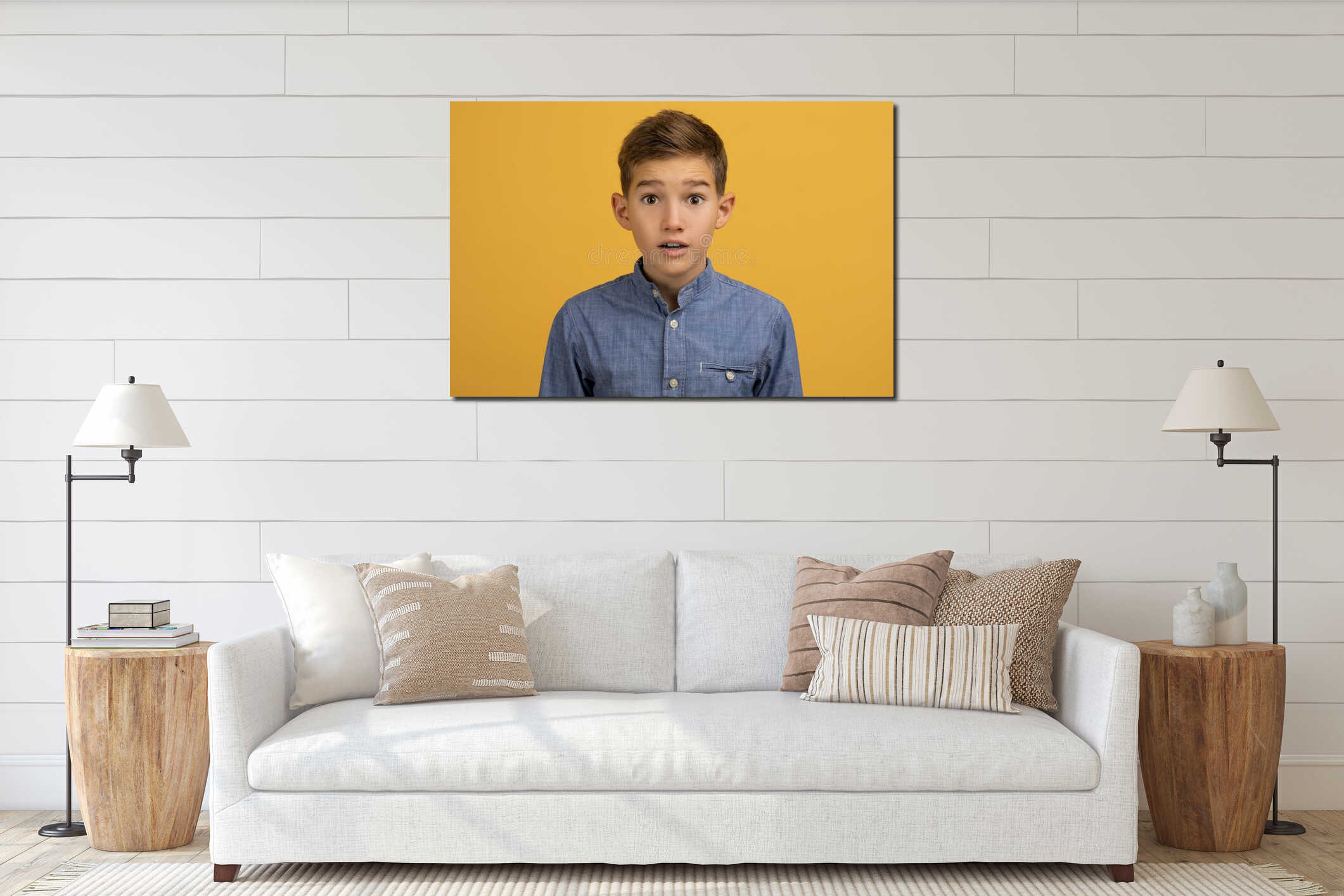 Canvas hanging interior mockup