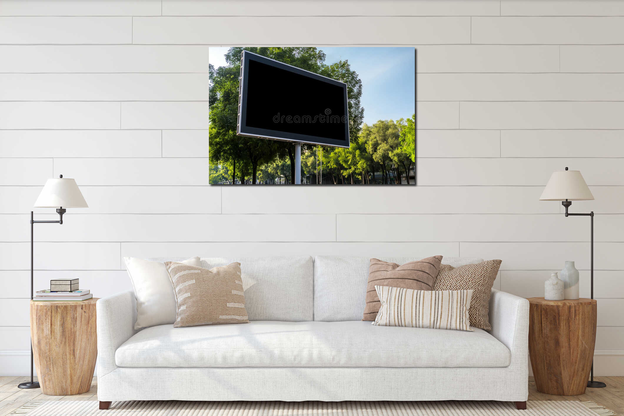 Canvas hanging interior mockup