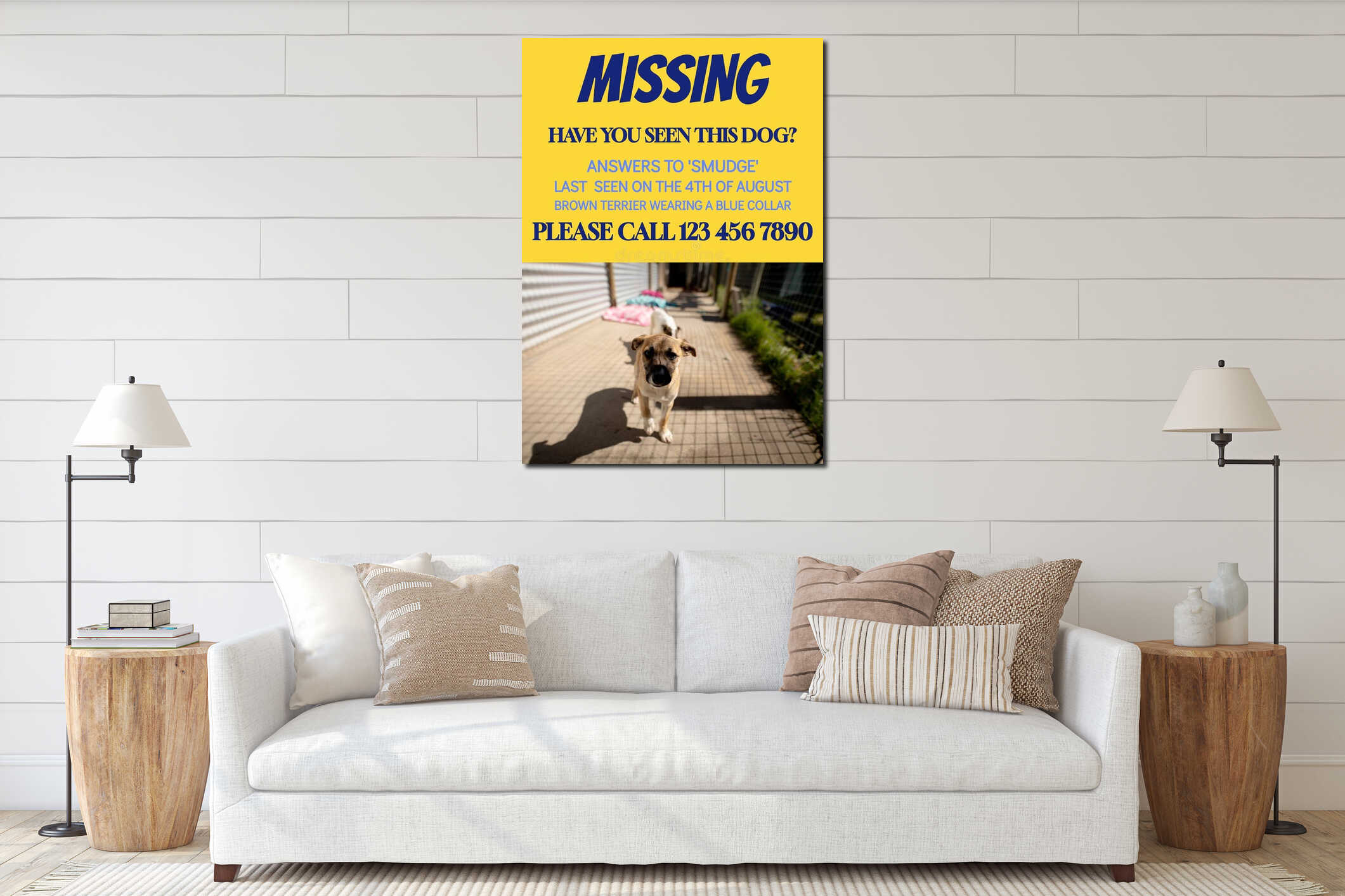 Canvas hanging interior mockup