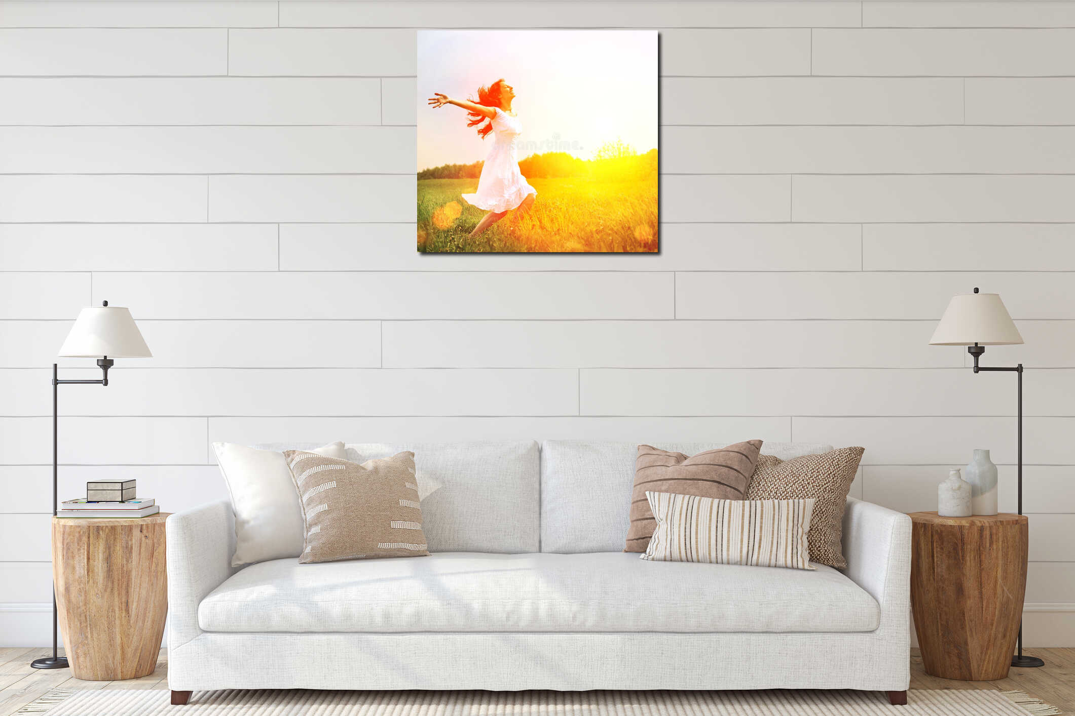 Canvas hanging interior mockup