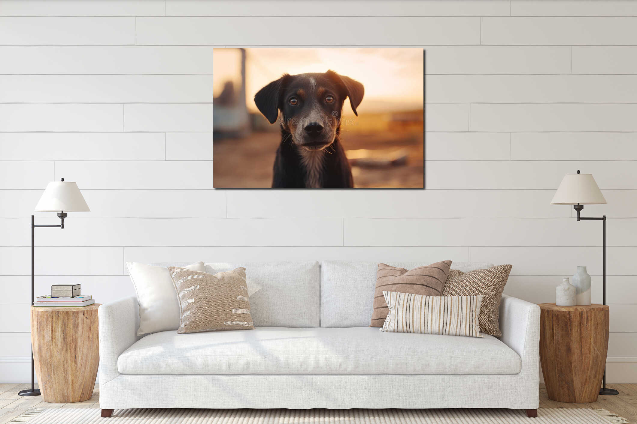 Canvas hanging interior mockup