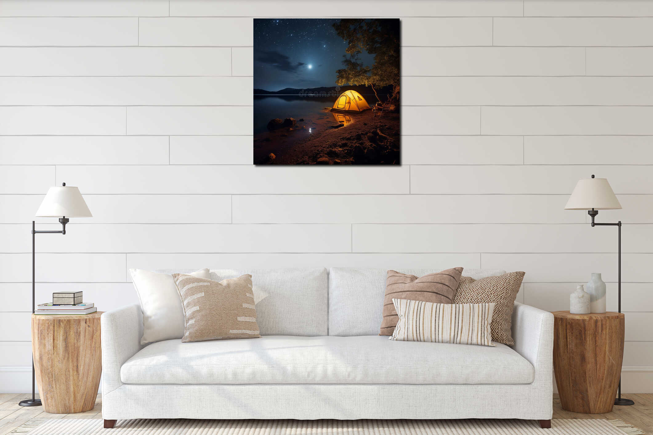 Canvas hanging interior mockup