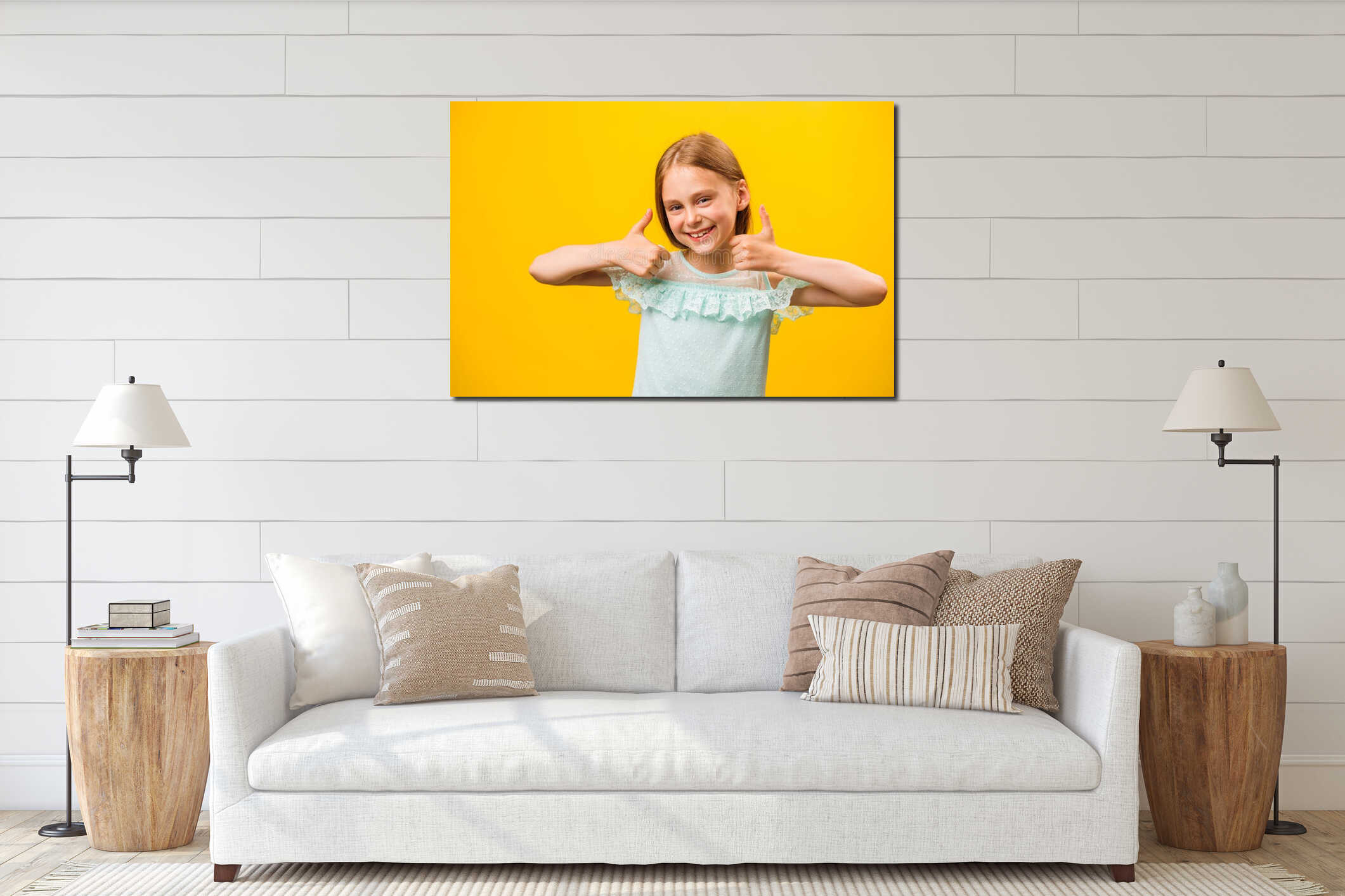 Canvas hanging interior mockup