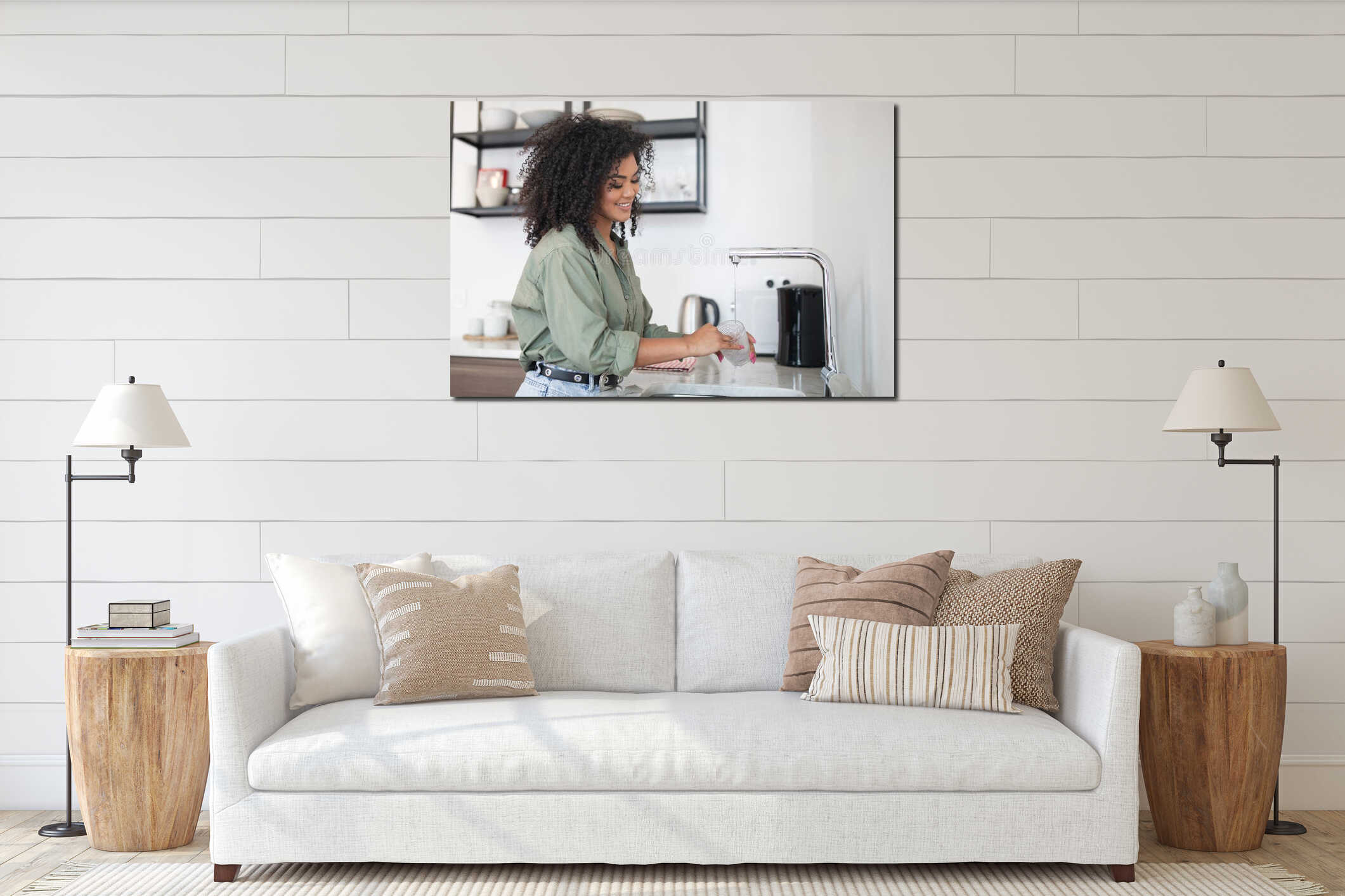 Canvas hanging interior mockup