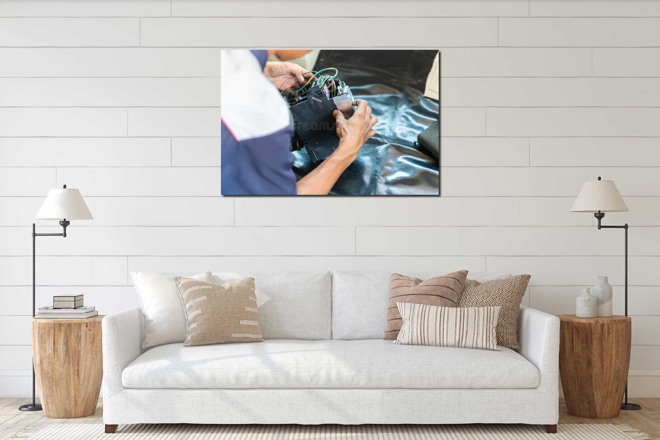 Canvas hanging interior mockup