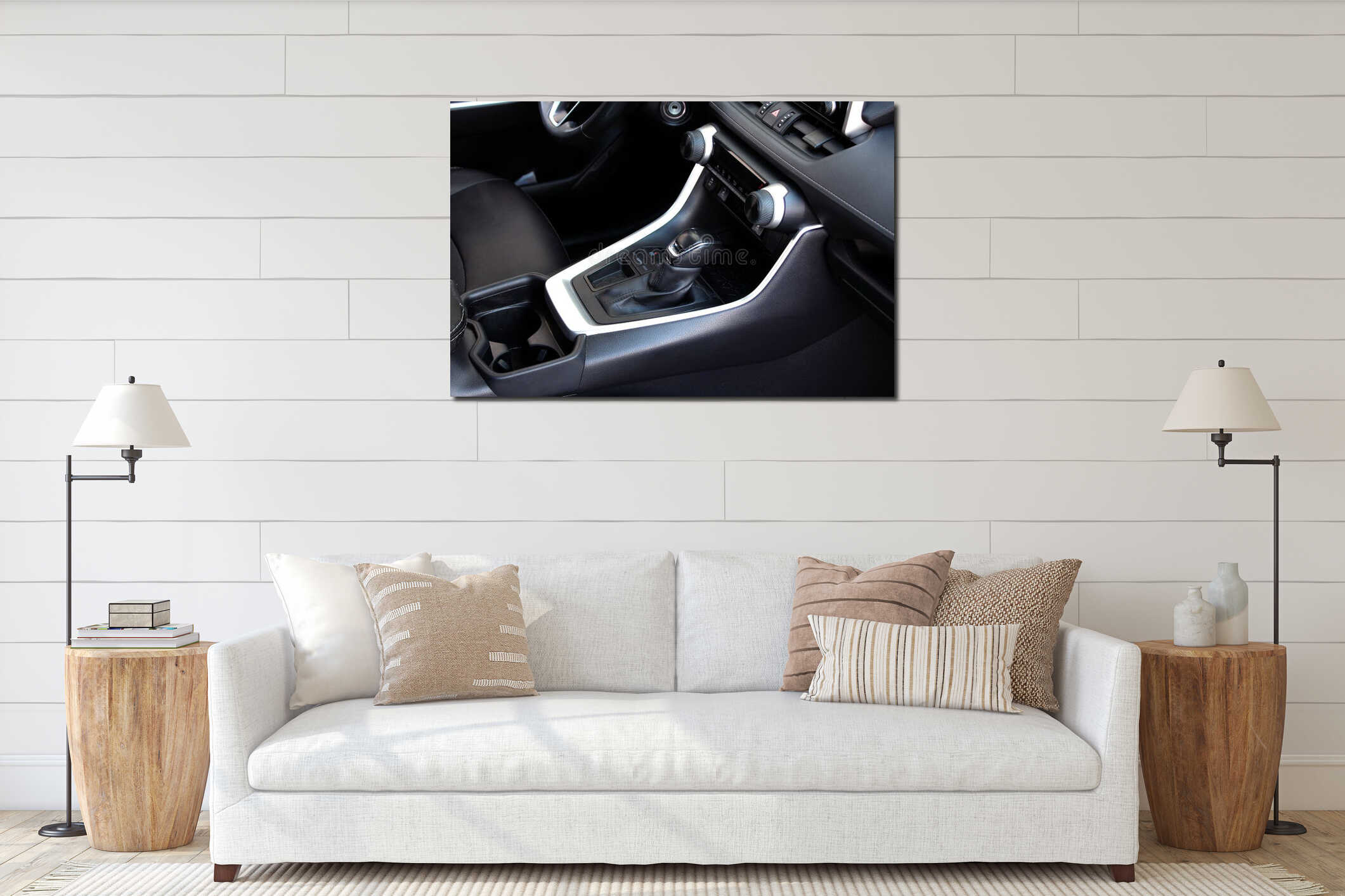 Canvas hanging interior mockup