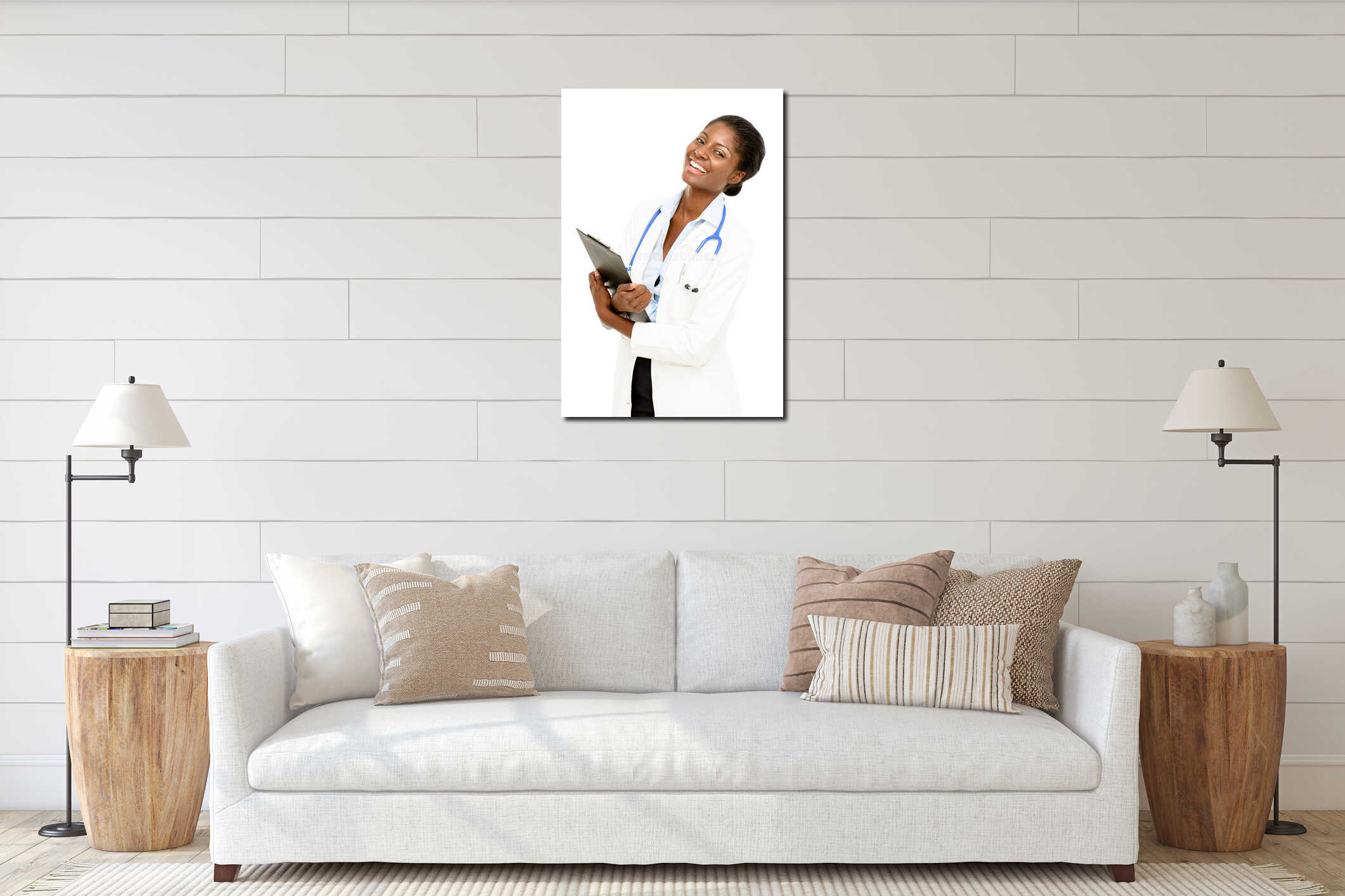 Canvas hanging interior mockup