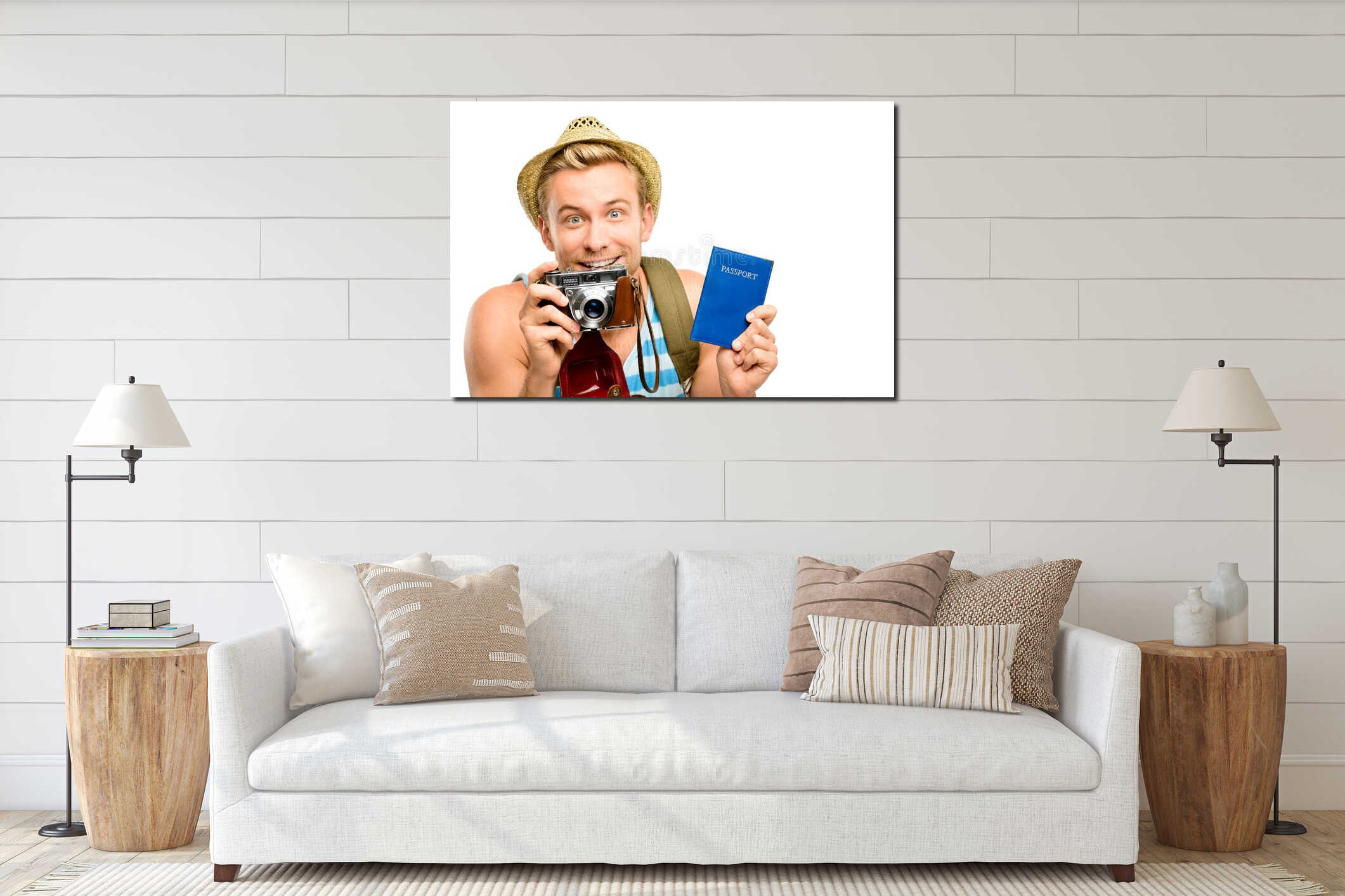 Canvas hanging interior mockup