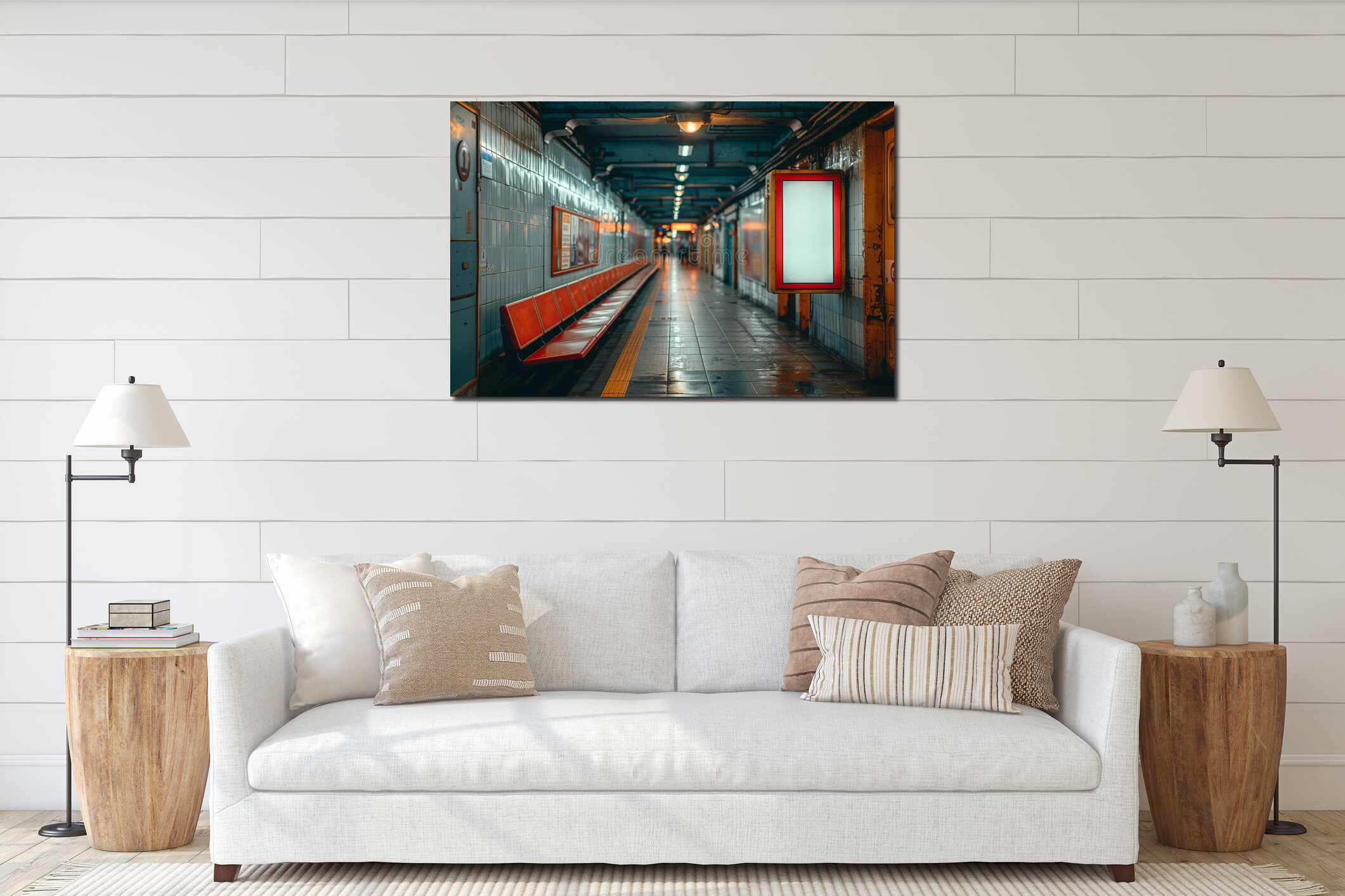 Canvas hanging interior mockup