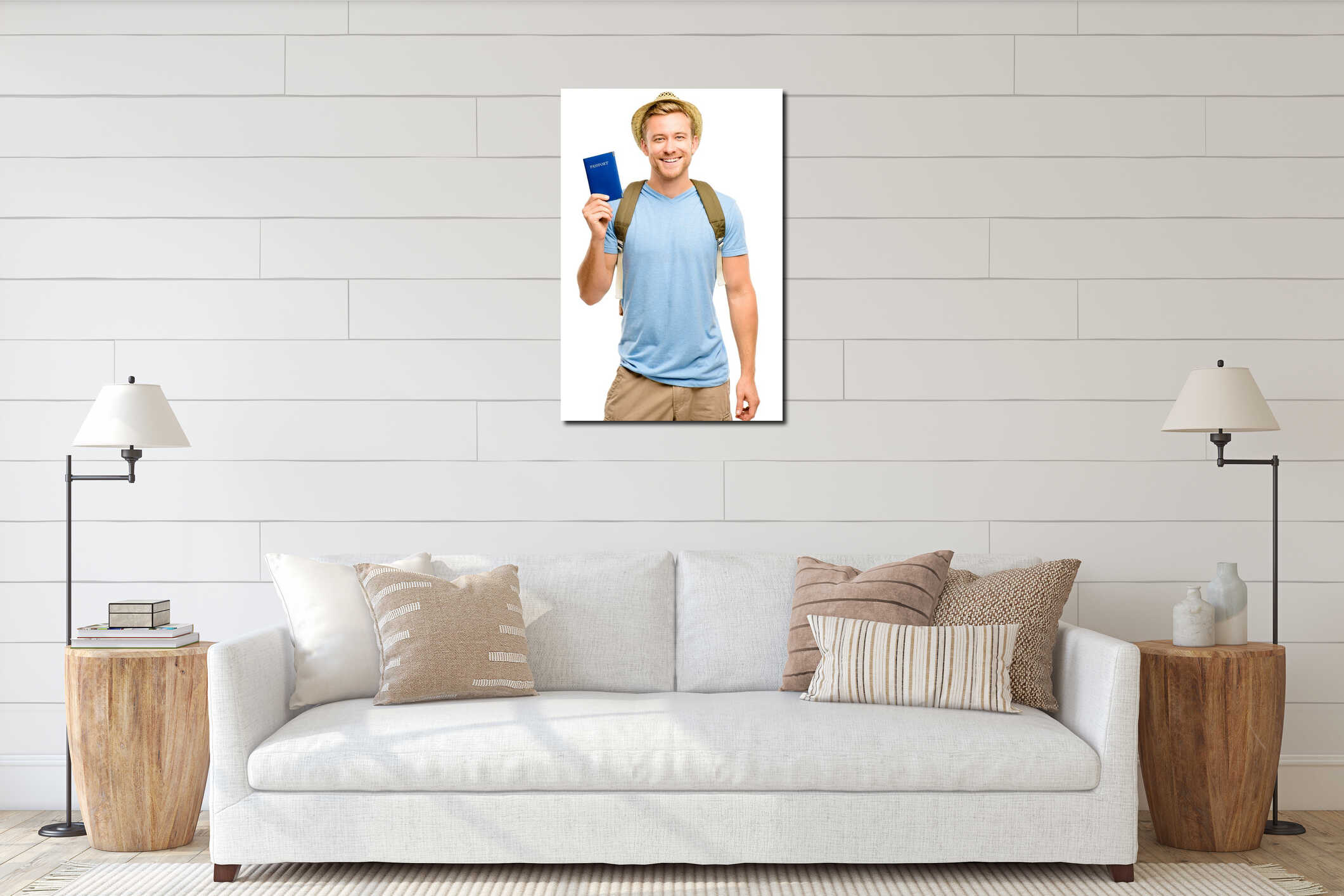 Canvas hanging interior mockup