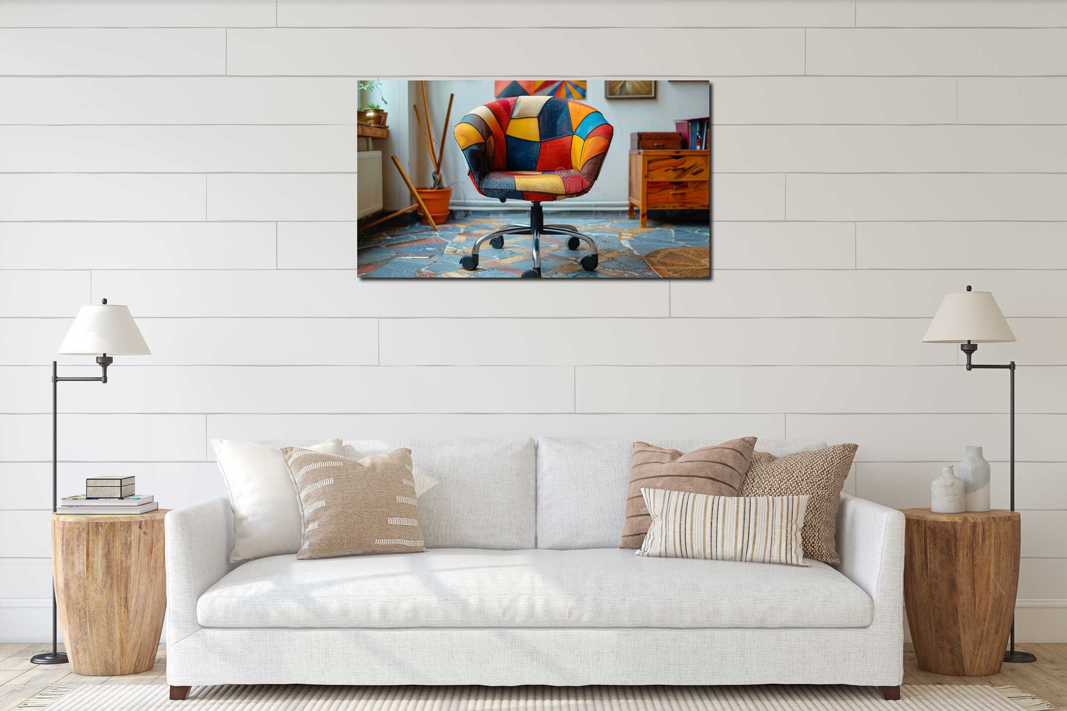 Canvas hanging interior mockup