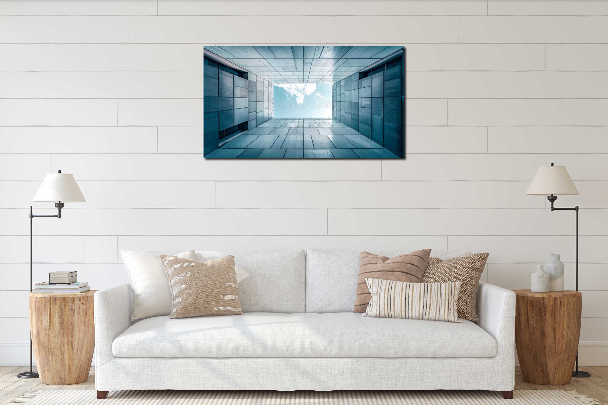 Canvas hanging interior mockup