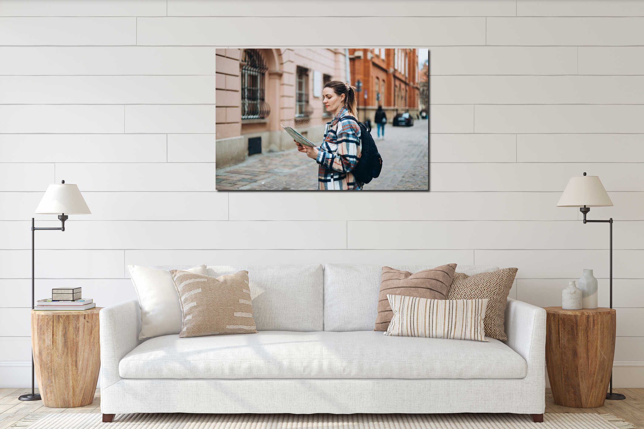 Canvas hanging interior mockup