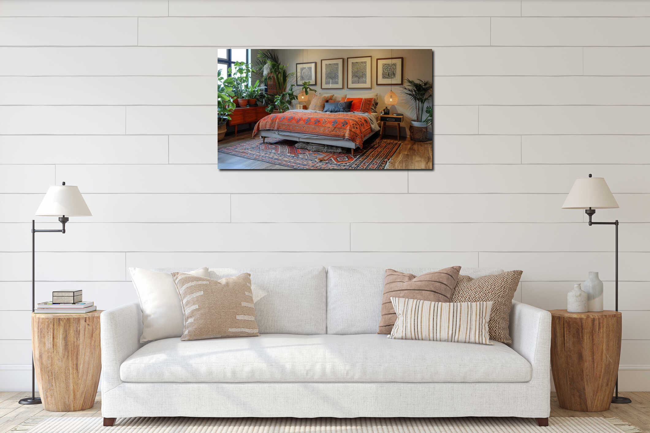 Canvas hanging interior mockup
