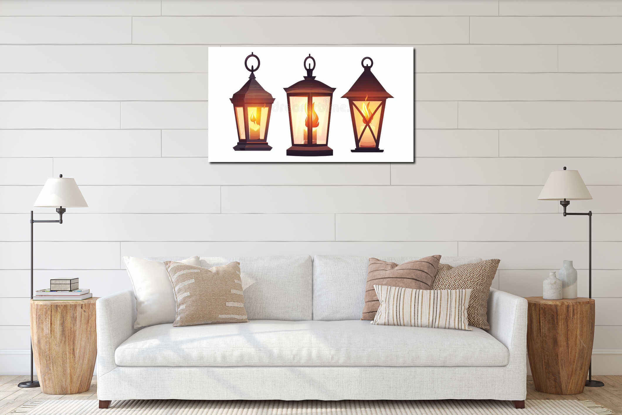 Canvas hanging interior mockup