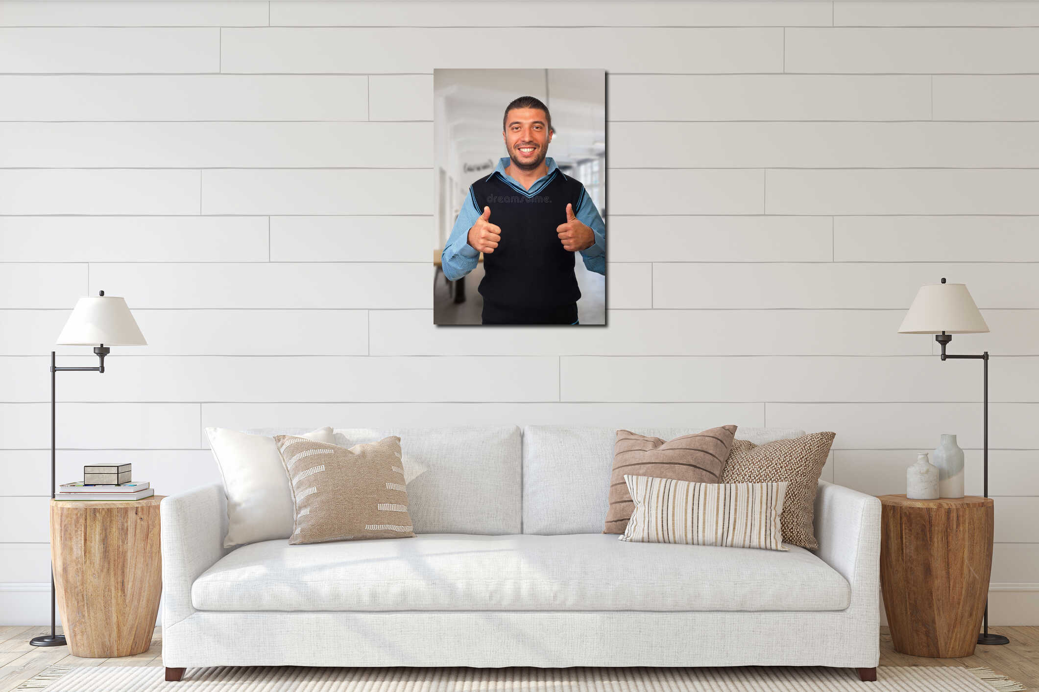 Canvas hanging interior mockup