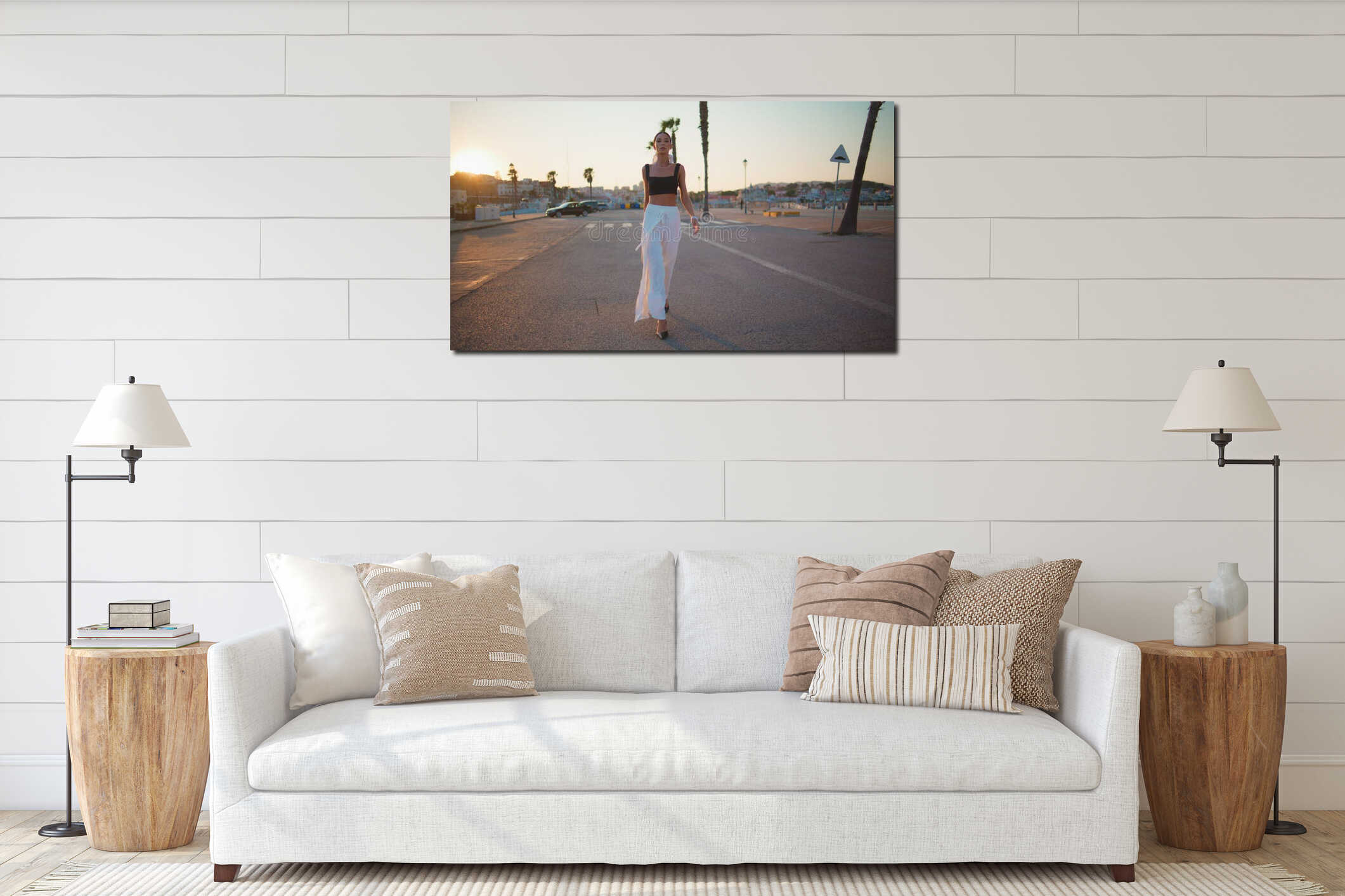 Canvas hanging interior mockup