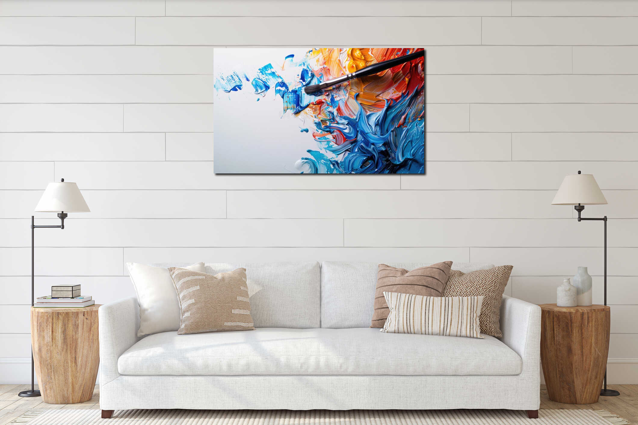 Canvas hanging interior mockup