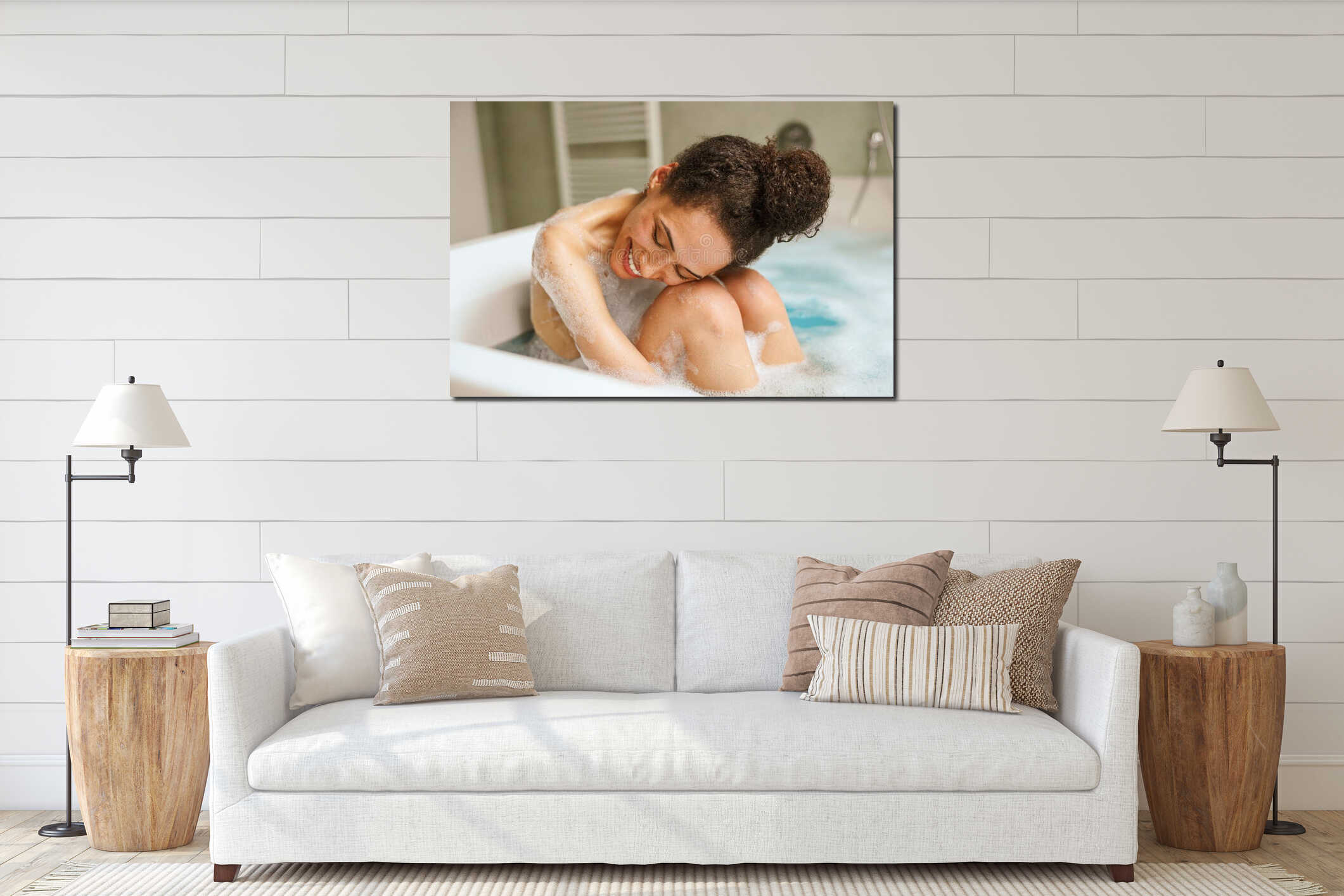Canvas hanging interior mockup