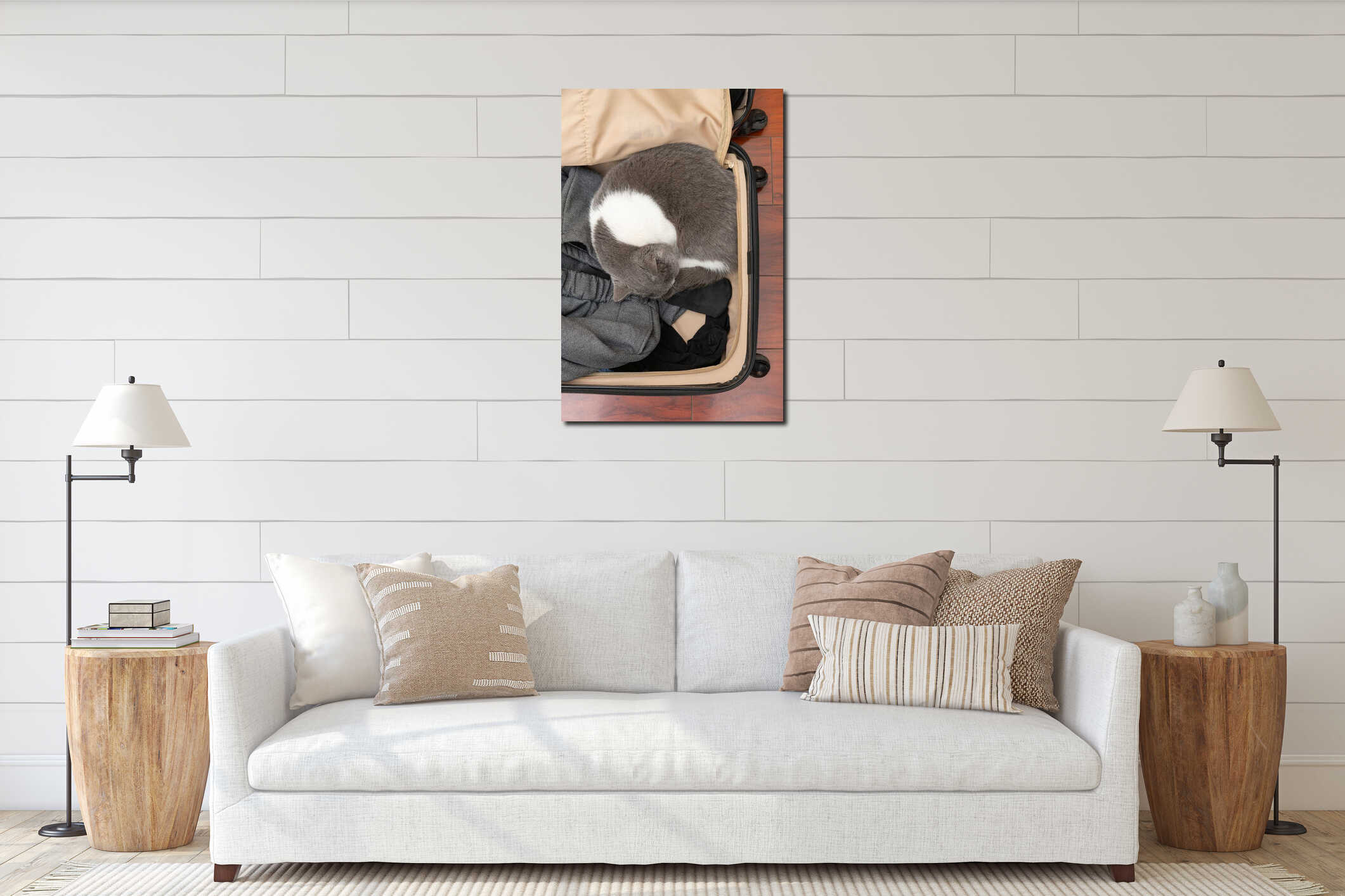 Canvas hanging interior mockup