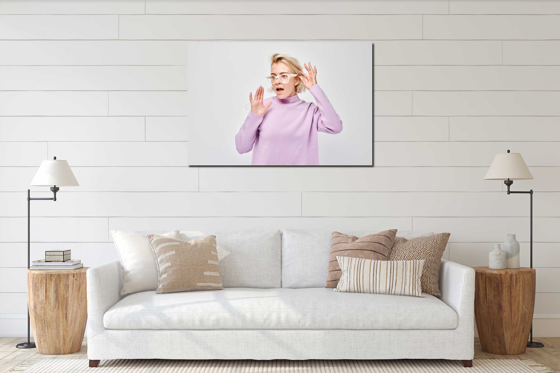 Canvas hanging interior mockup
