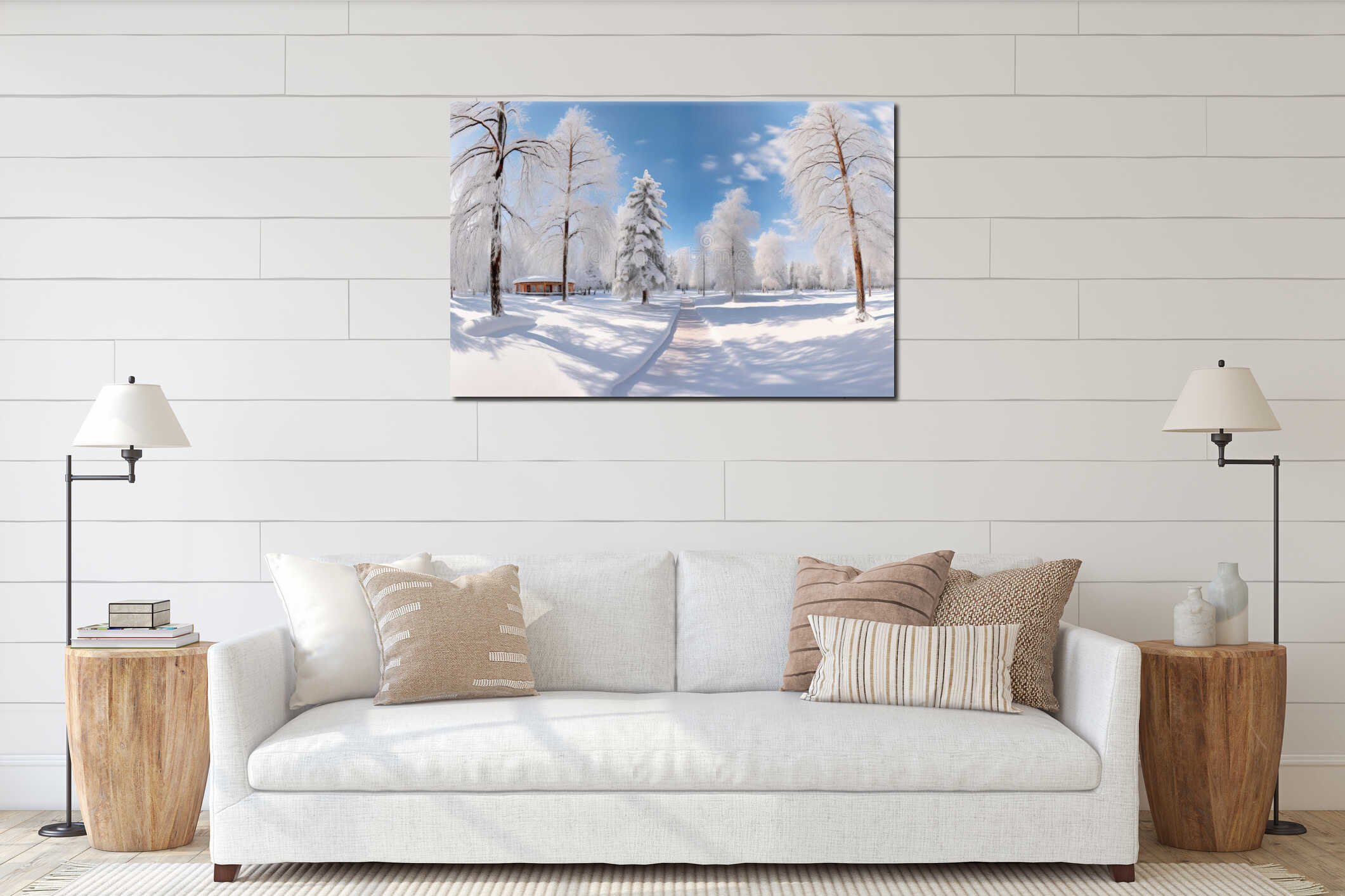 Canvas hanging interior mockup