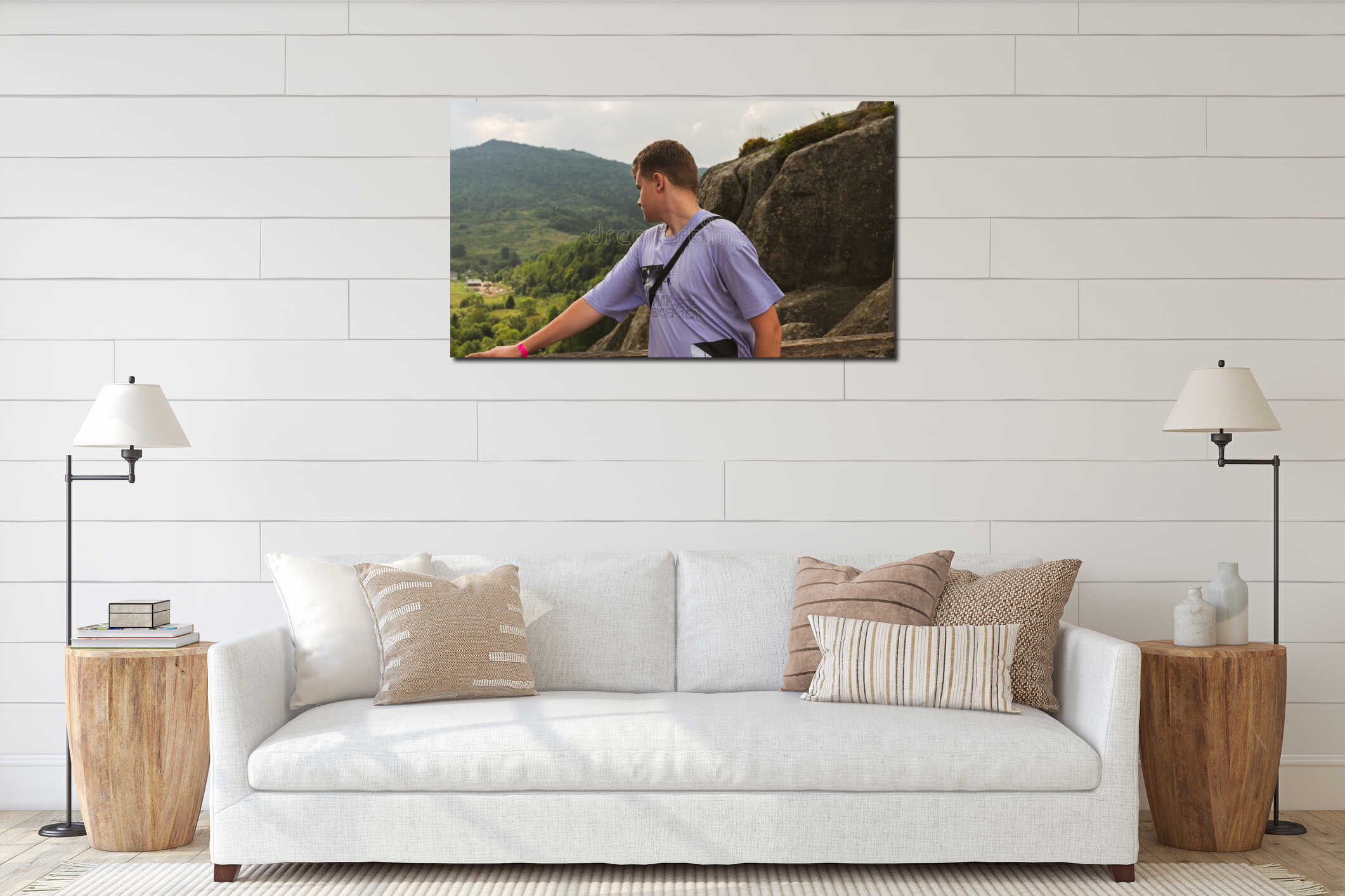 Canvas hanging interior mockup