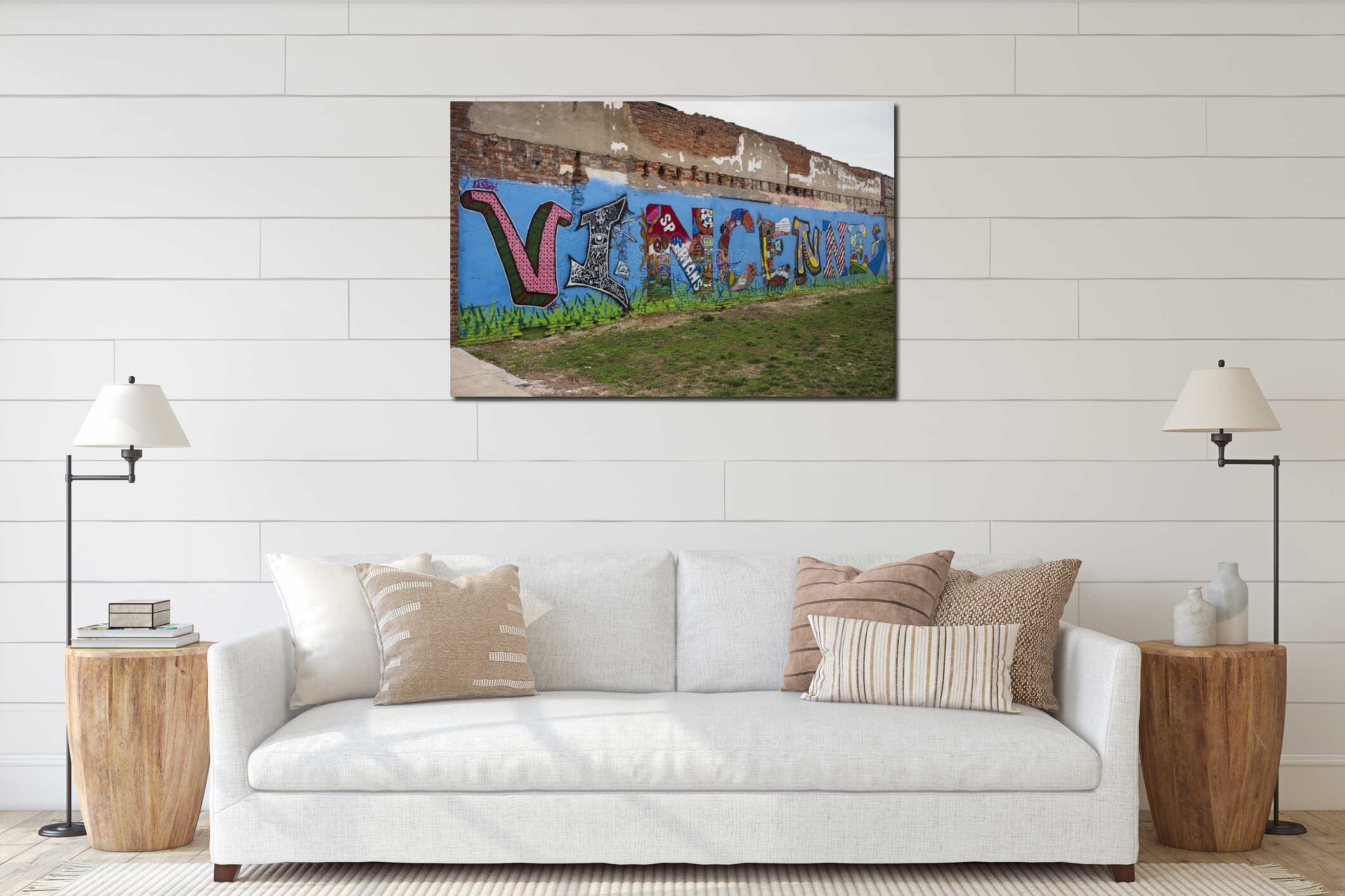 Canvas hanging interior mockup