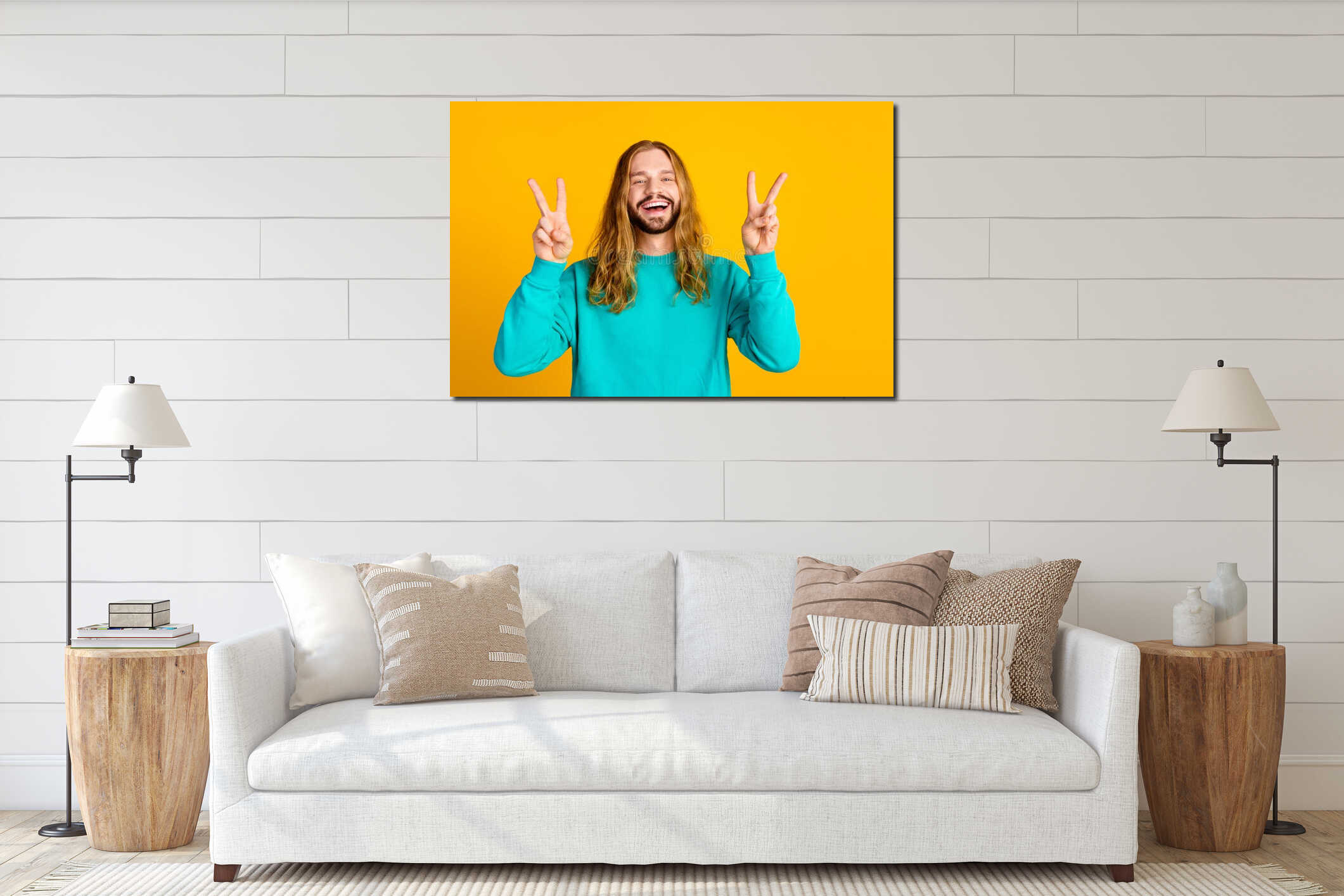 Canvas hanging interior mockup