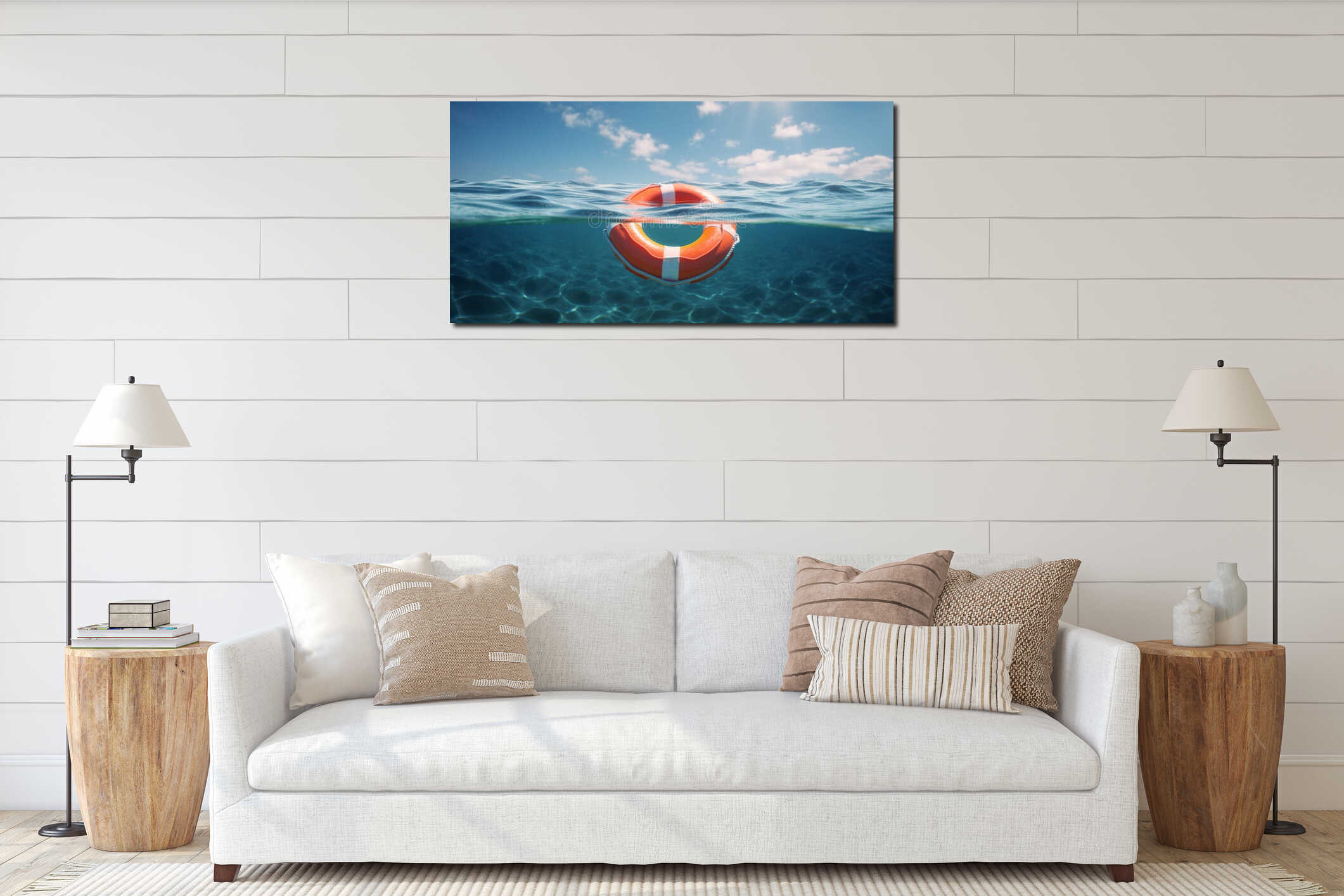 Canvas hanging interior mockup