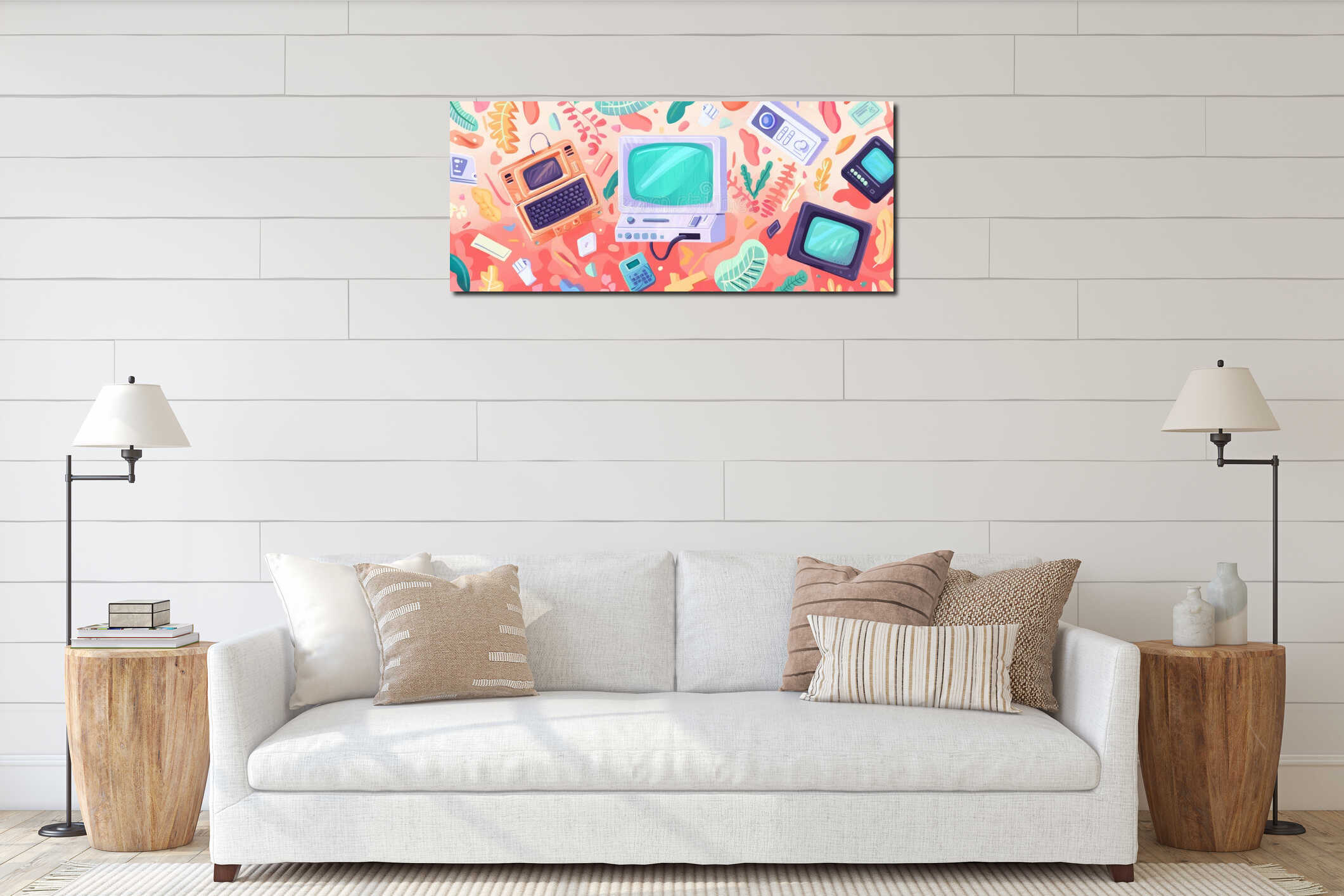 Canvas hanging interior mockup