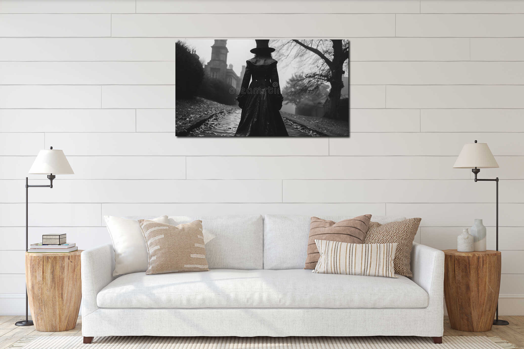 Canvas hanging interior mockup