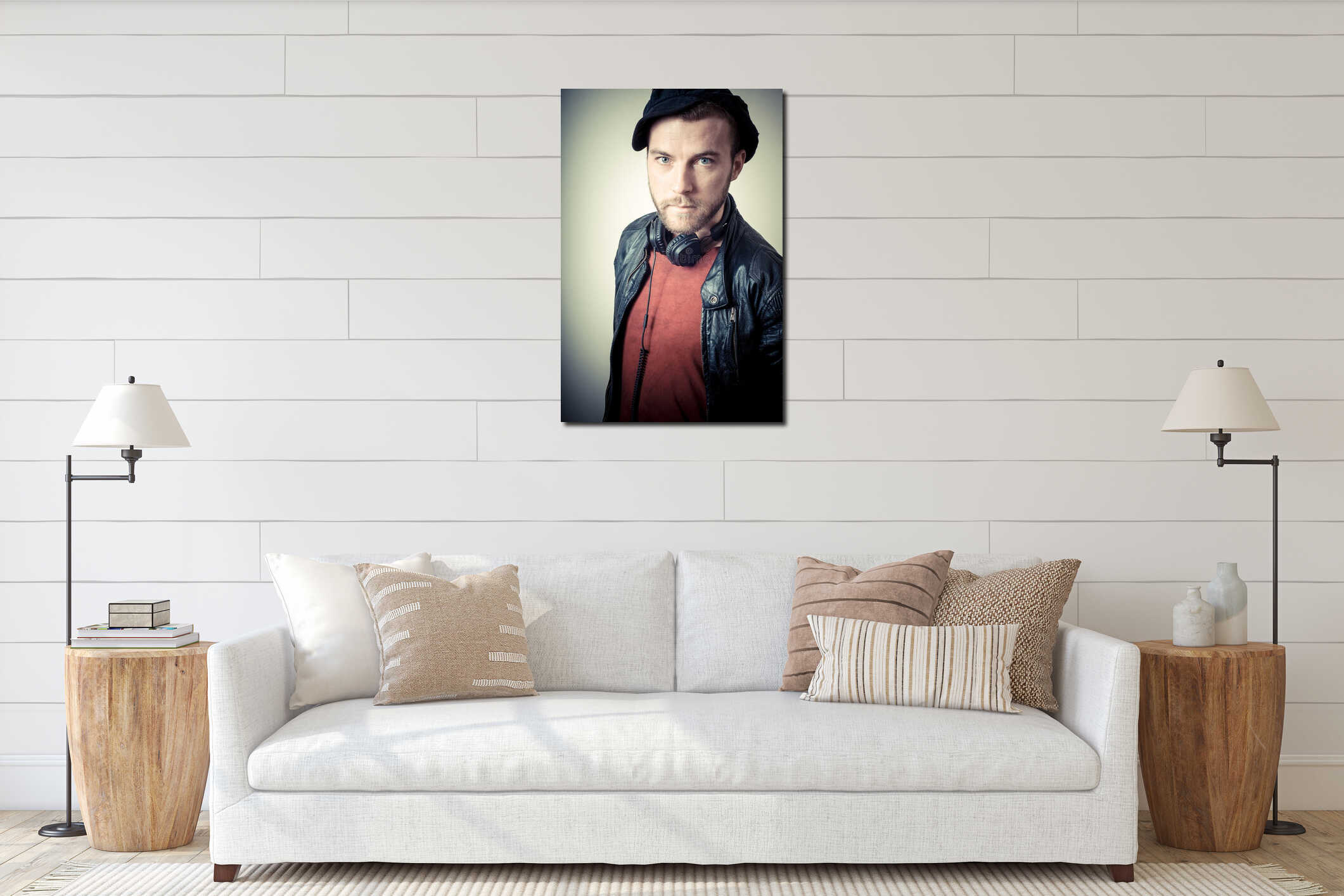 Canvas hanging interior mockup