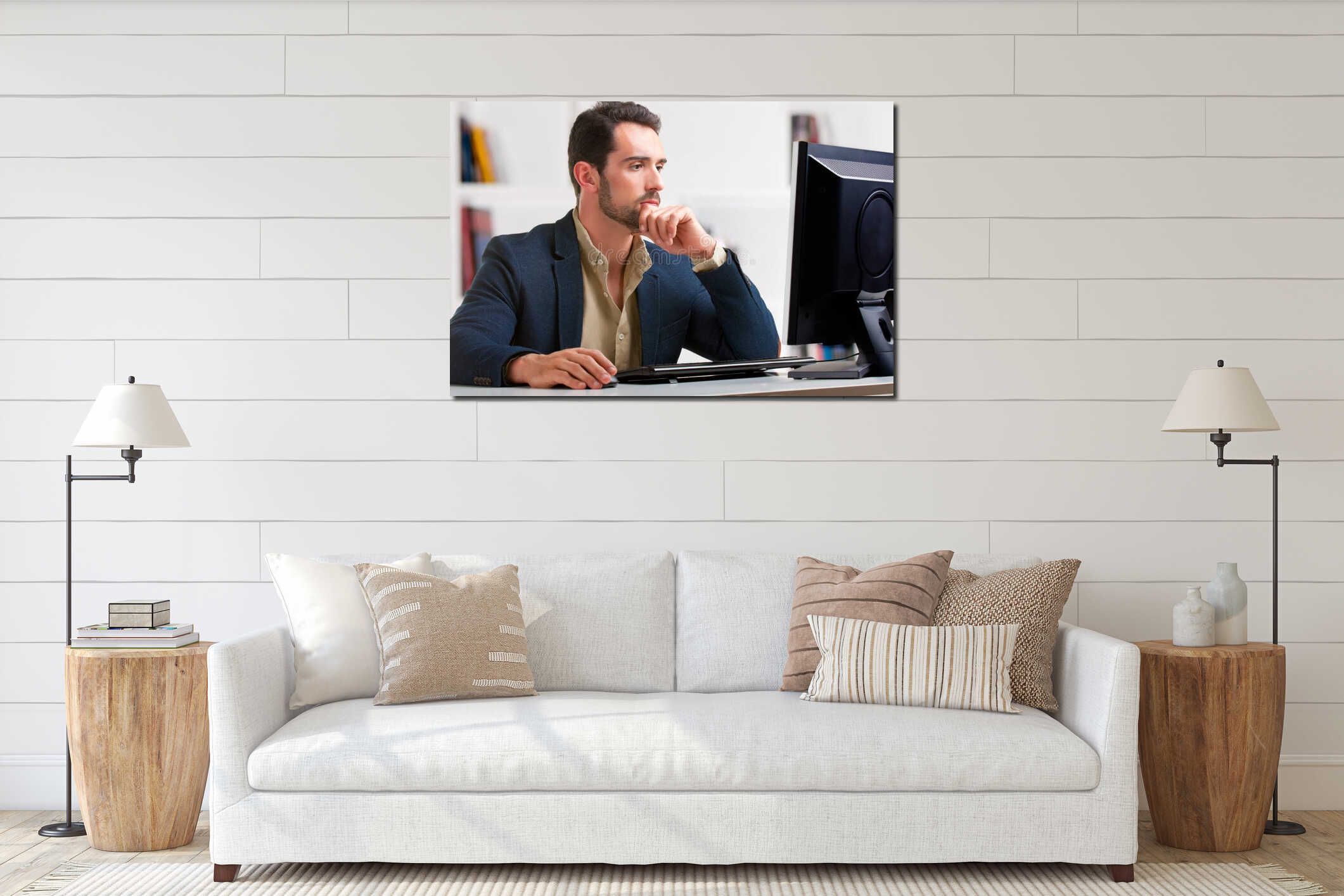 Canvas hanging interior mockup