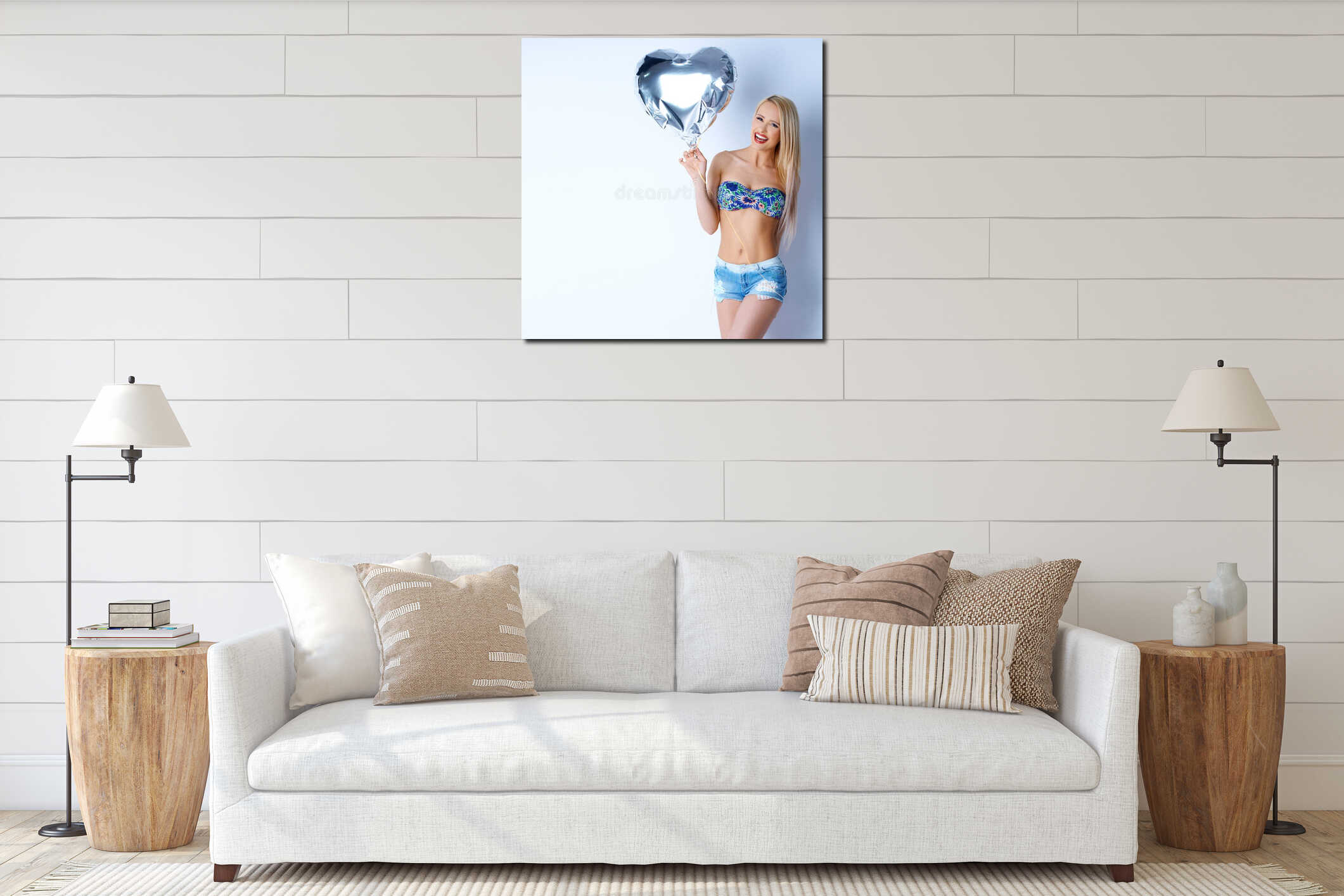 Canvas hanging interior mockup