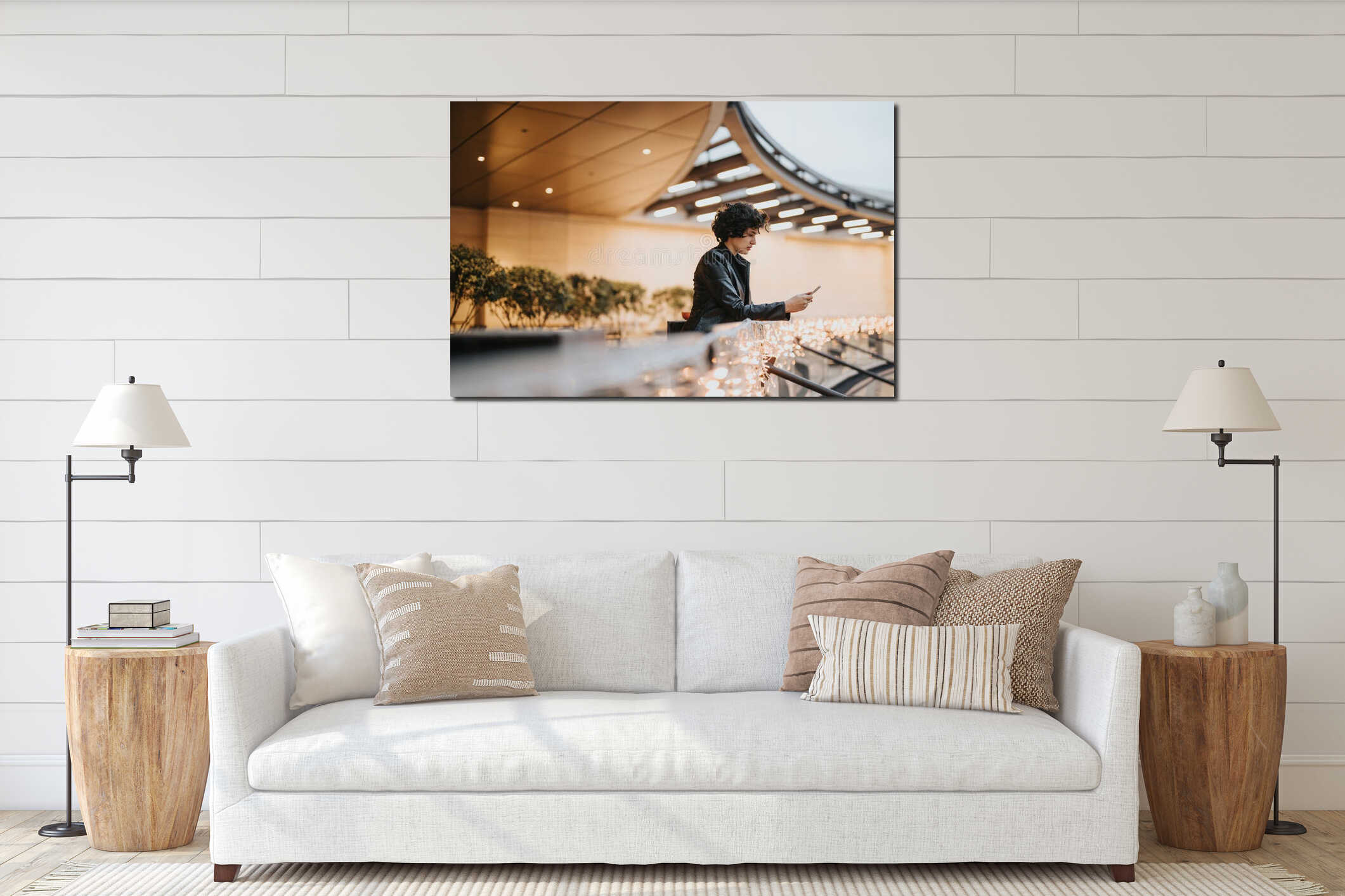 Canvas hanging interior mockup