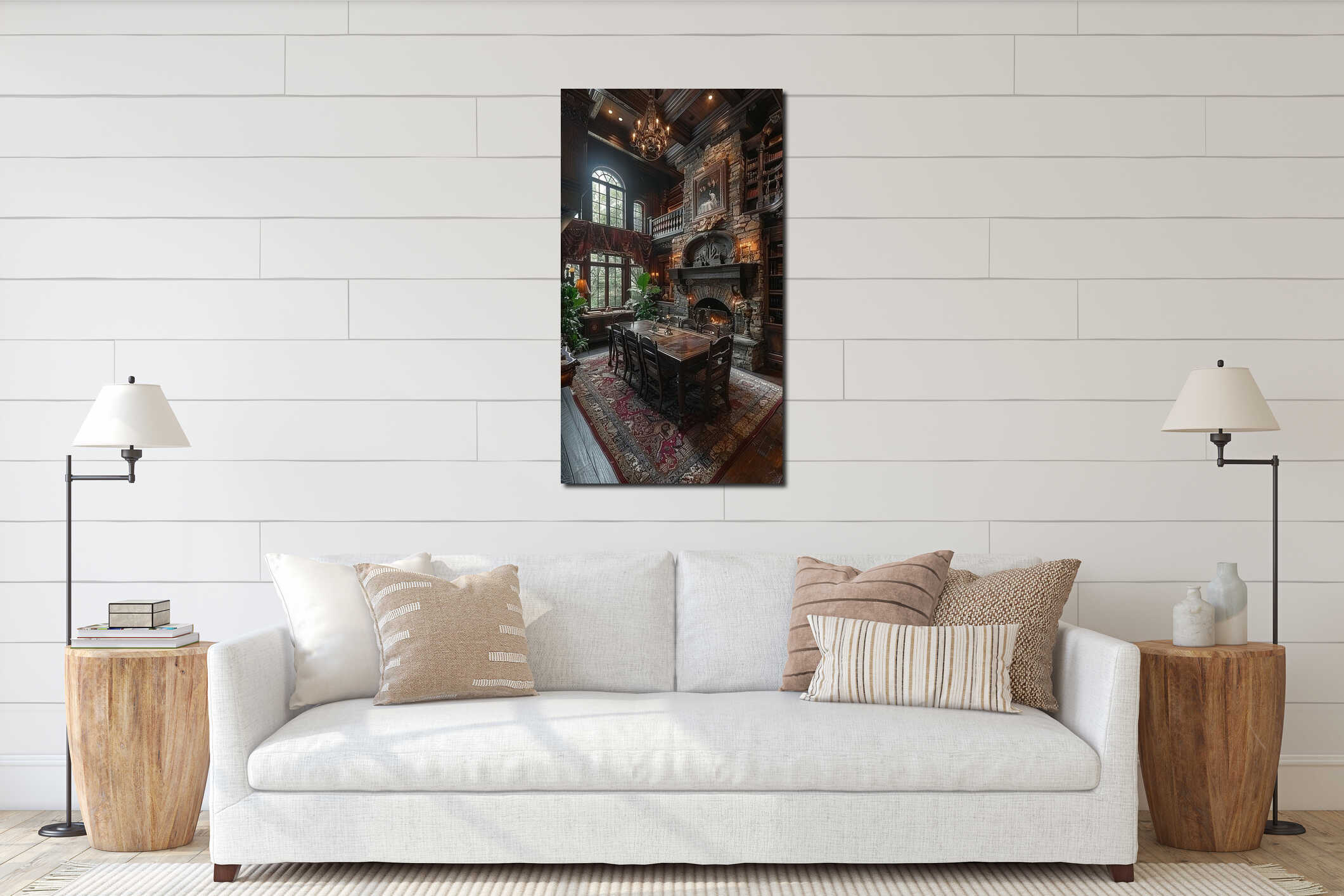Canvas hanging interior mockup