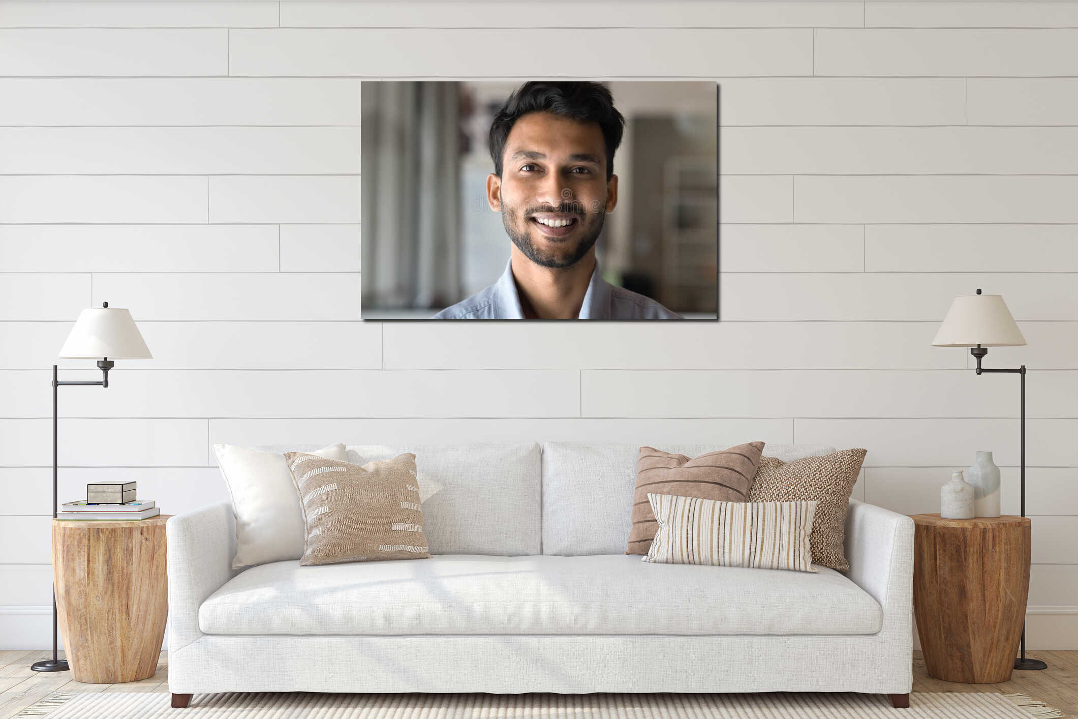 Canvas hanging interior mockup