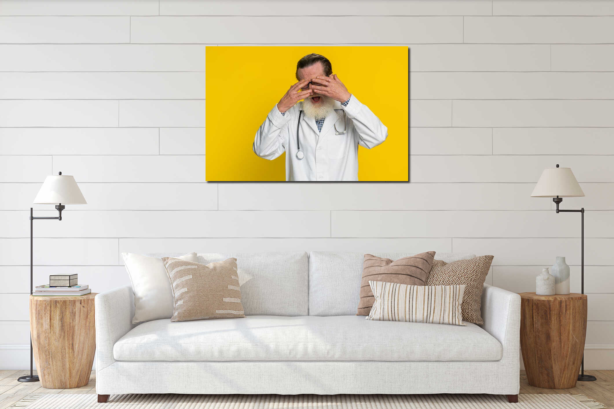 Canvas hanging interior mockup